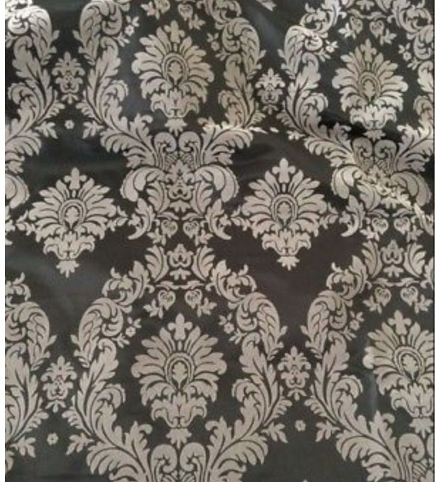 Grey Flocked Damask Taffeta