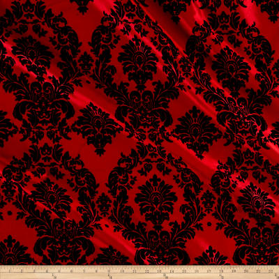 Red Flocked Damask Taffeta