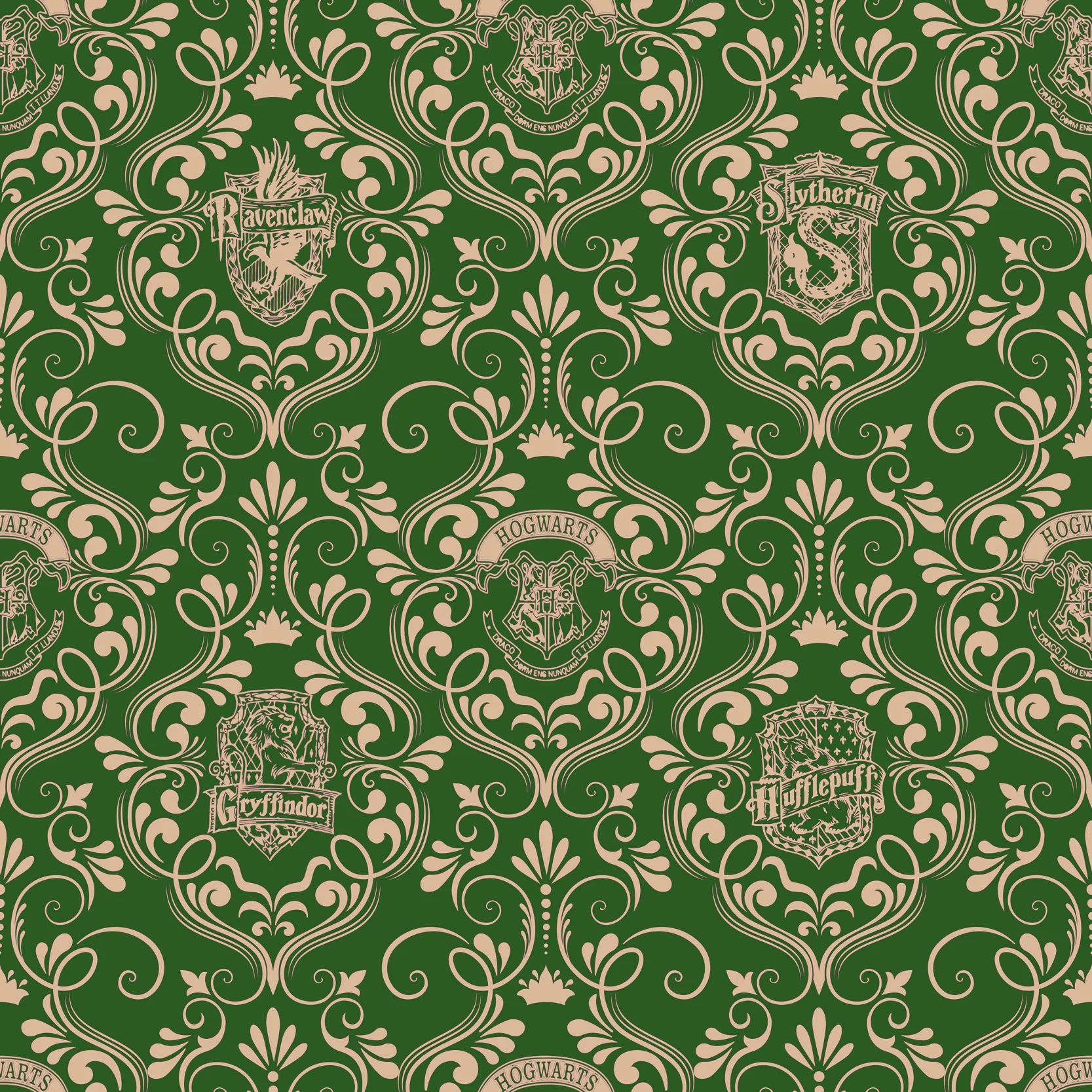 Harry Potter damask green