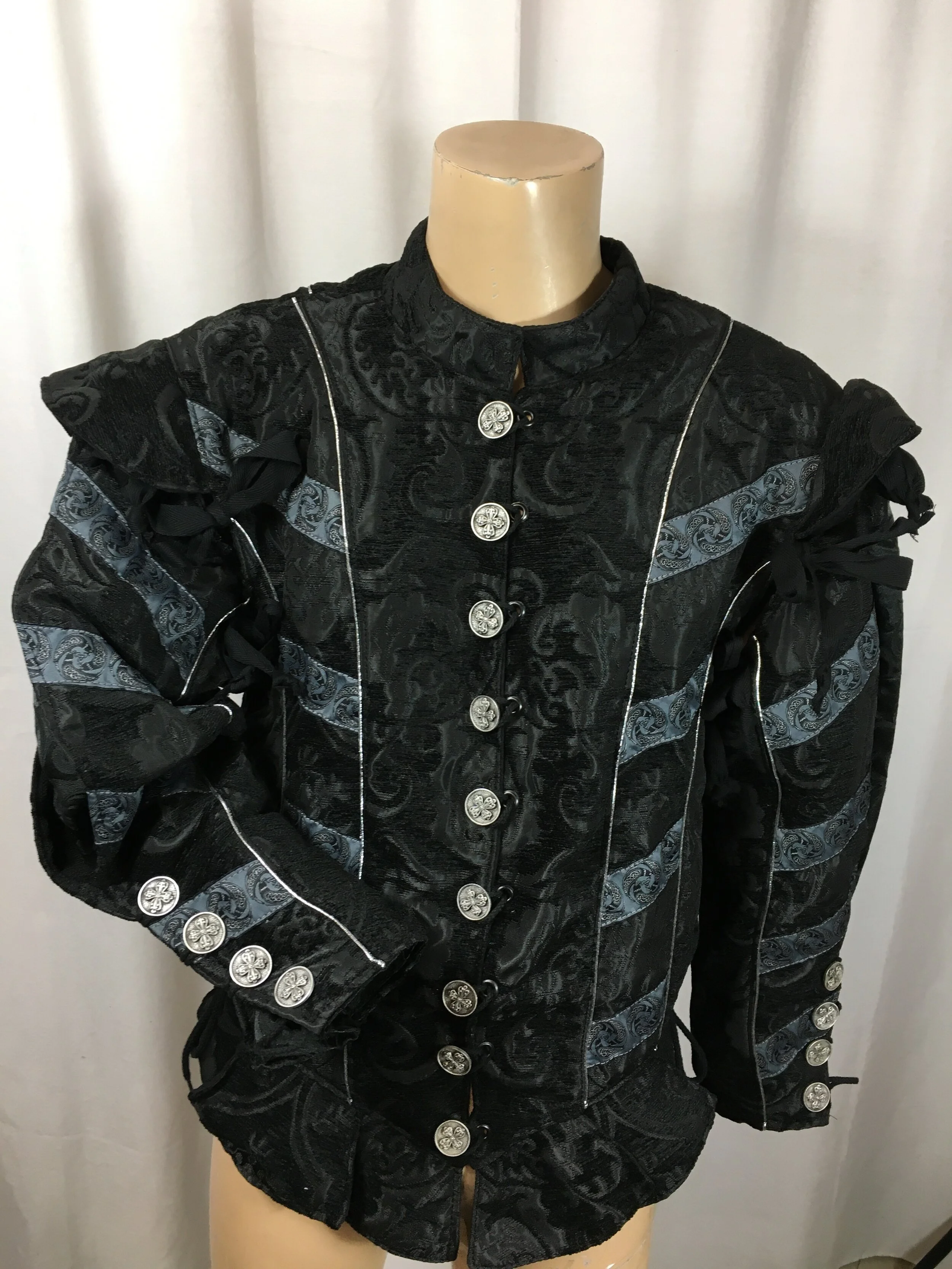 Black and Black fabric / Grey Celtic Raven trim