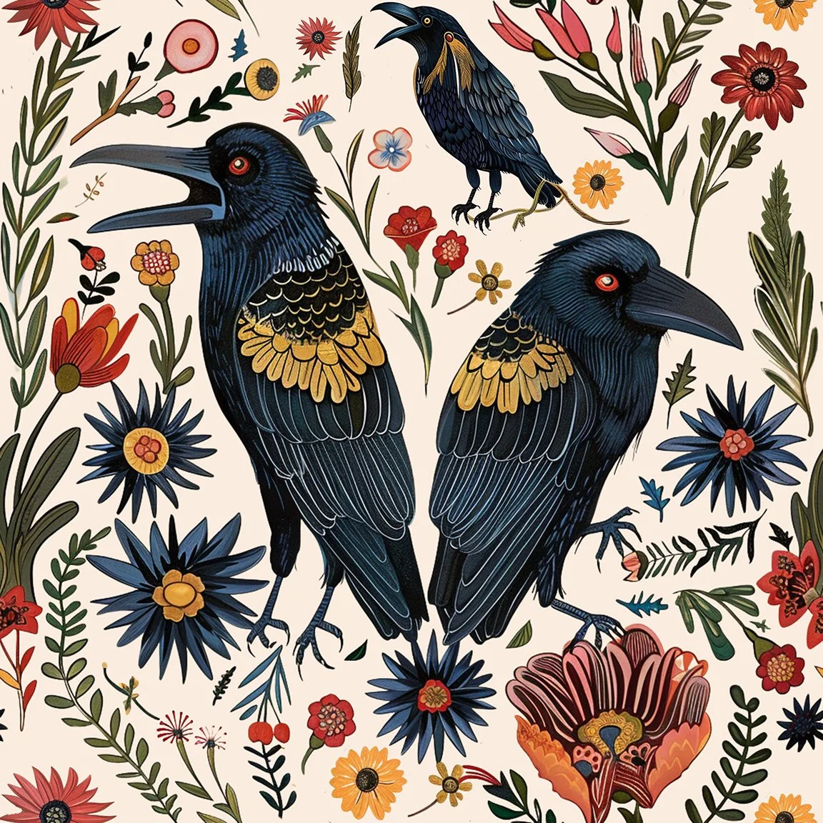 Folk Art Raven