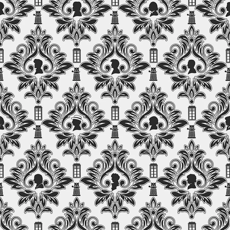 Doctors Damask Black and White