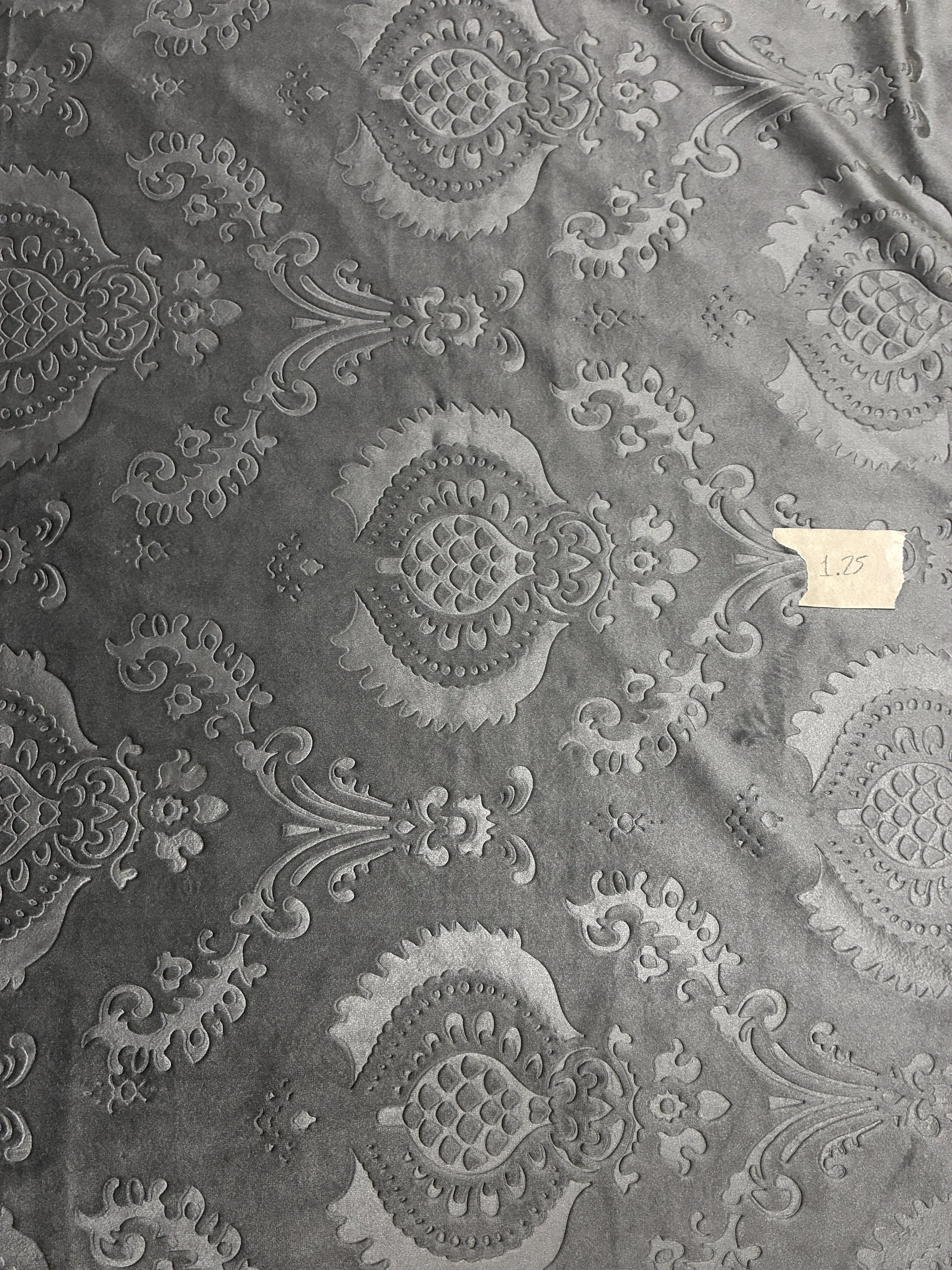 Silver Embossed Velvet 1.25 Yards