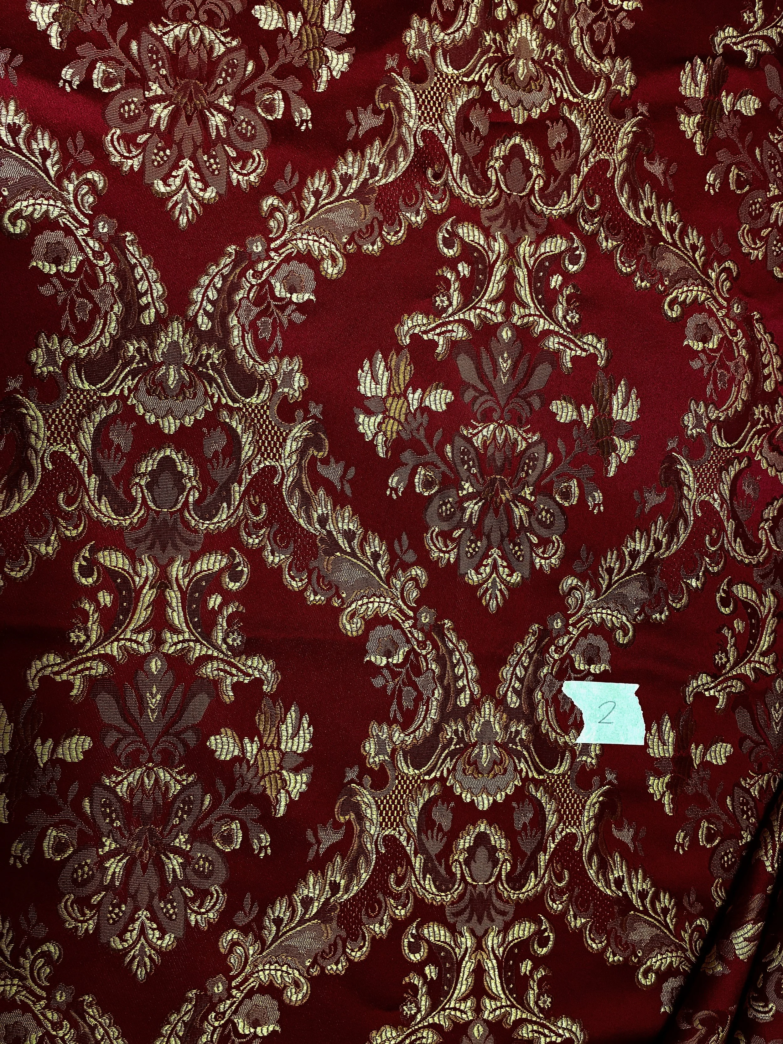 Dark Red Brocade 2 Yards