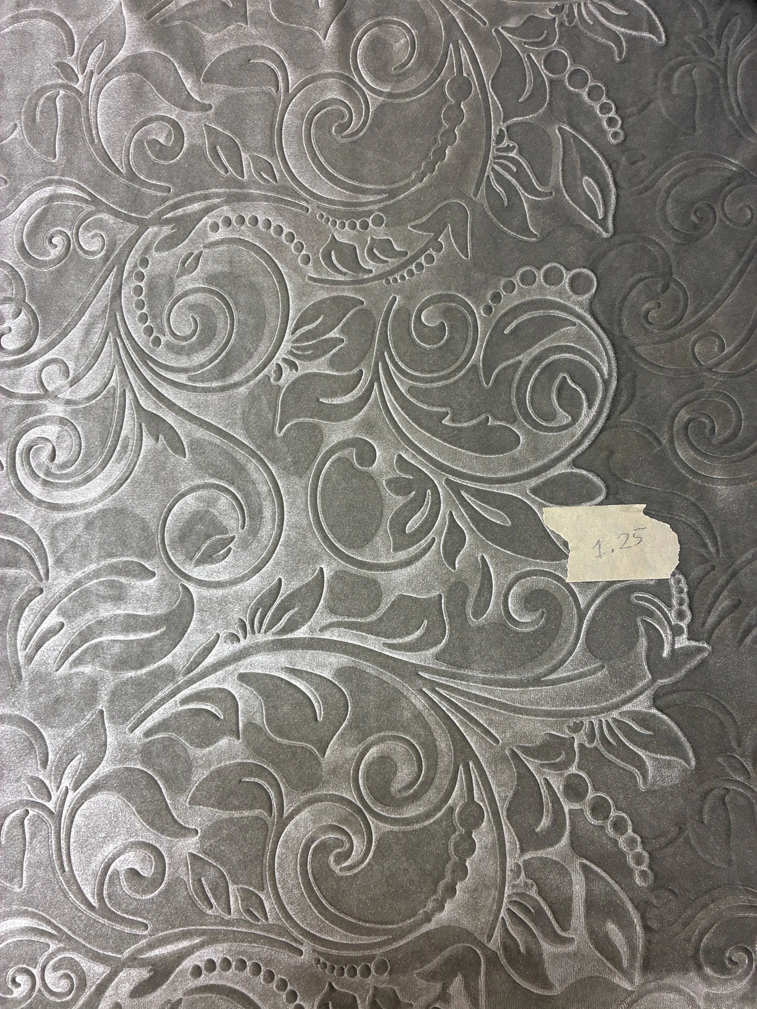 Silver Embossed Velvet 1.25 Yards