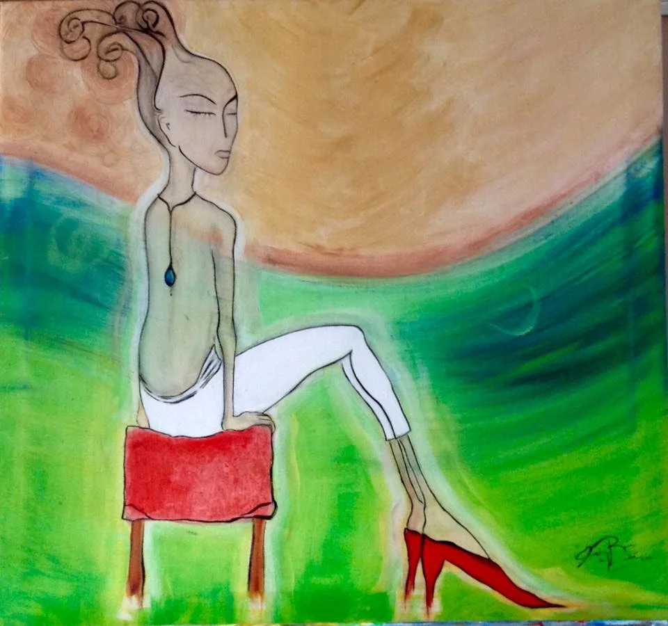 "Stiletto" Oil painting by Maria Bovin de Labbé 2015.