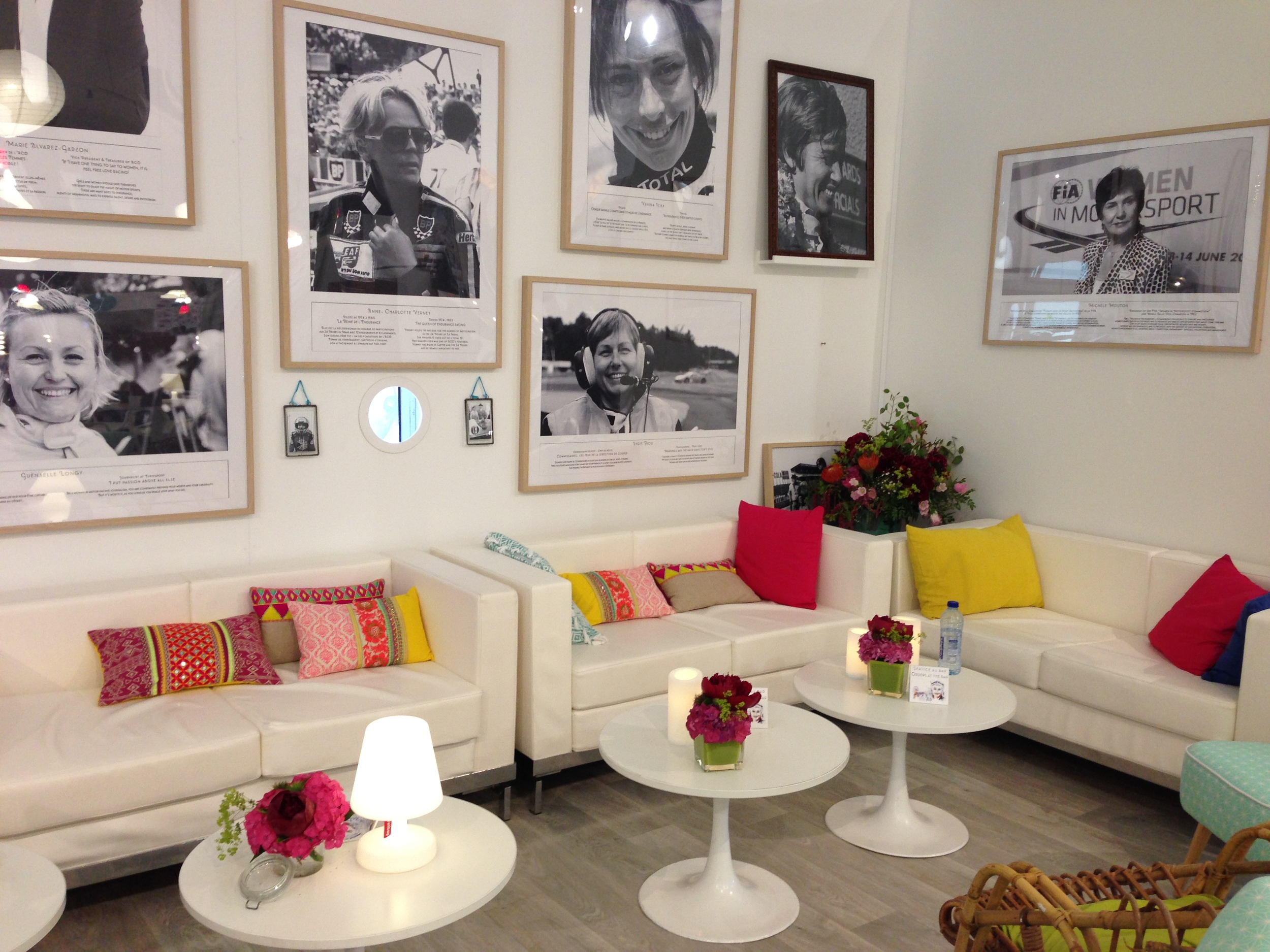 The lounge area of the Women's Pavilion. Chic, isn't it - nothing like the bleachers out by the track. Photo with my iPhone5.