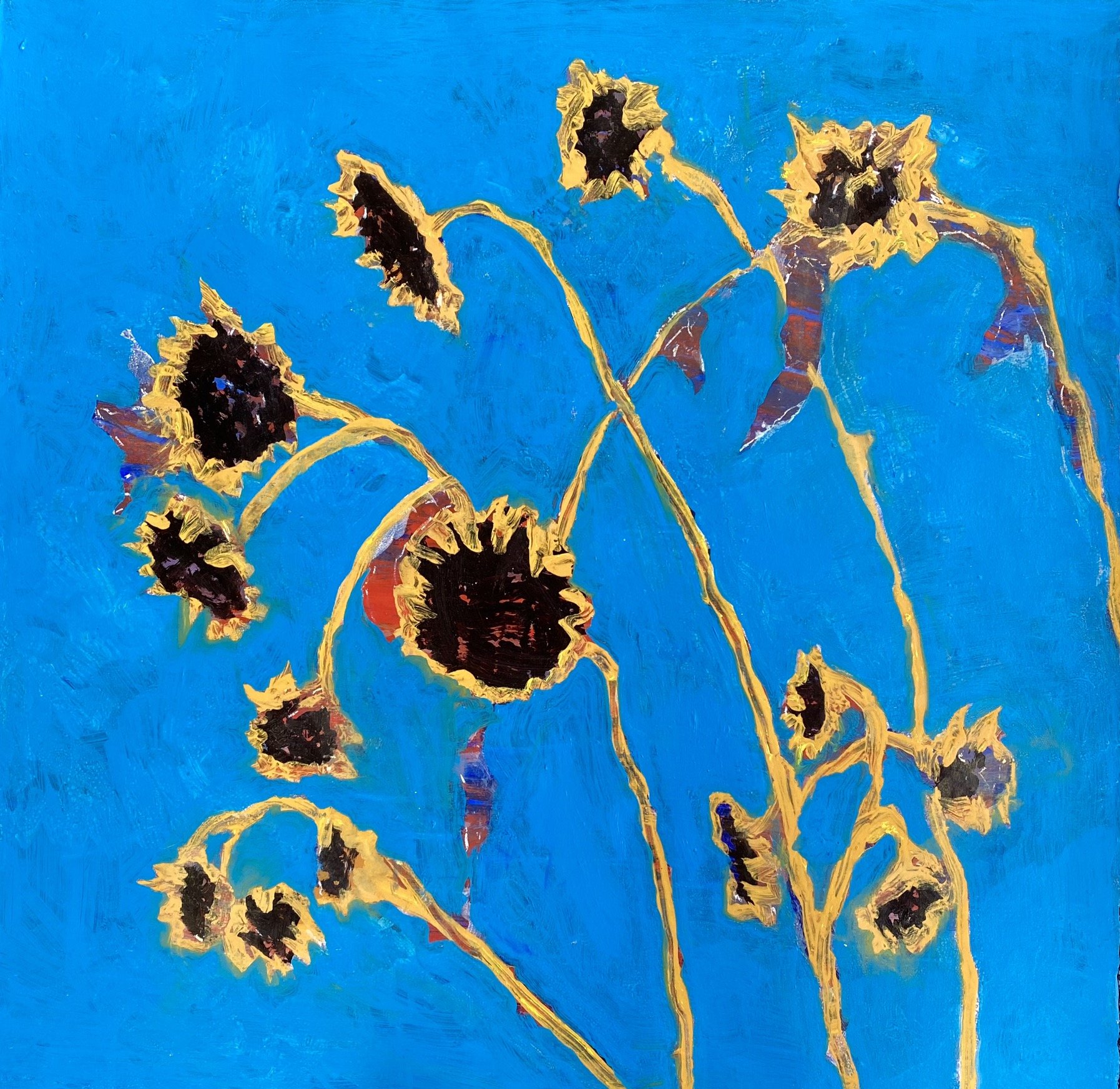 Sunflowers, 2023, acrylic on paper, 26'' x 26'', $2000.