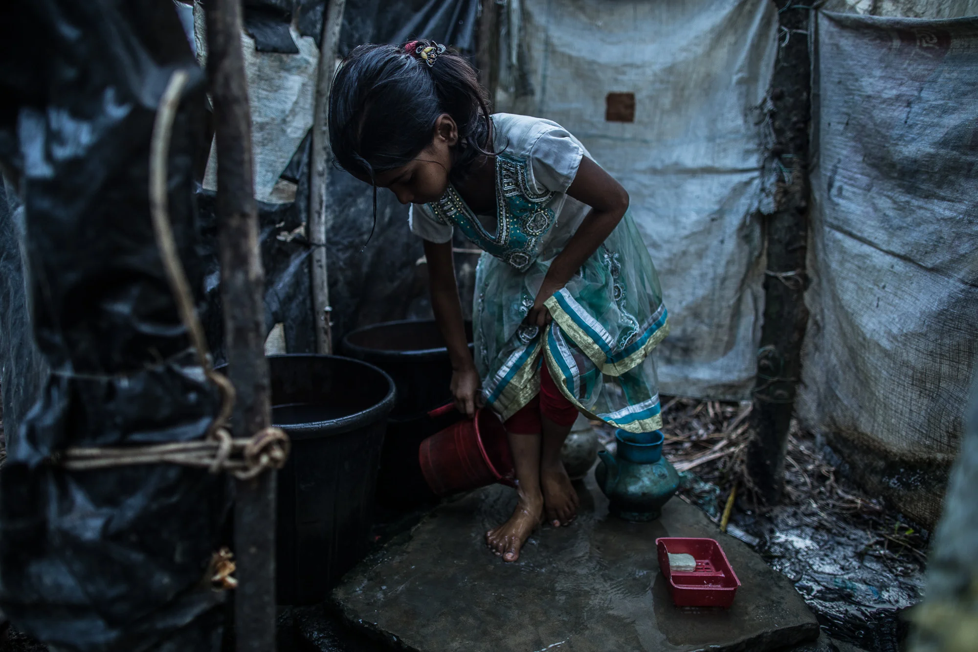 COX'S BAZAR, BANGLADESH: October 25, 2016 - Joynur Jahan Joba, 10, gets ready for school in the morning. Photo by Morgana Wingard