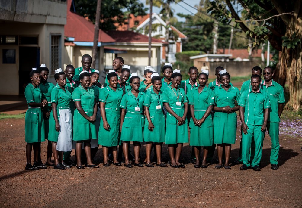  Nurses pose for a picture at the Jinja Regional Referral Hospital in Jinja, Uganda. 