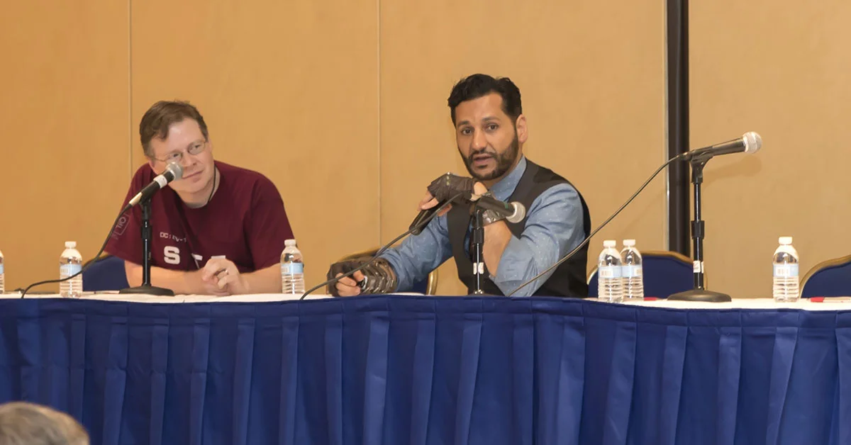 Actor Cas Anvar, who plays Alex Kamal, the Martian pilot of the Rocinante , spoke at Escape Velocity in 2017.