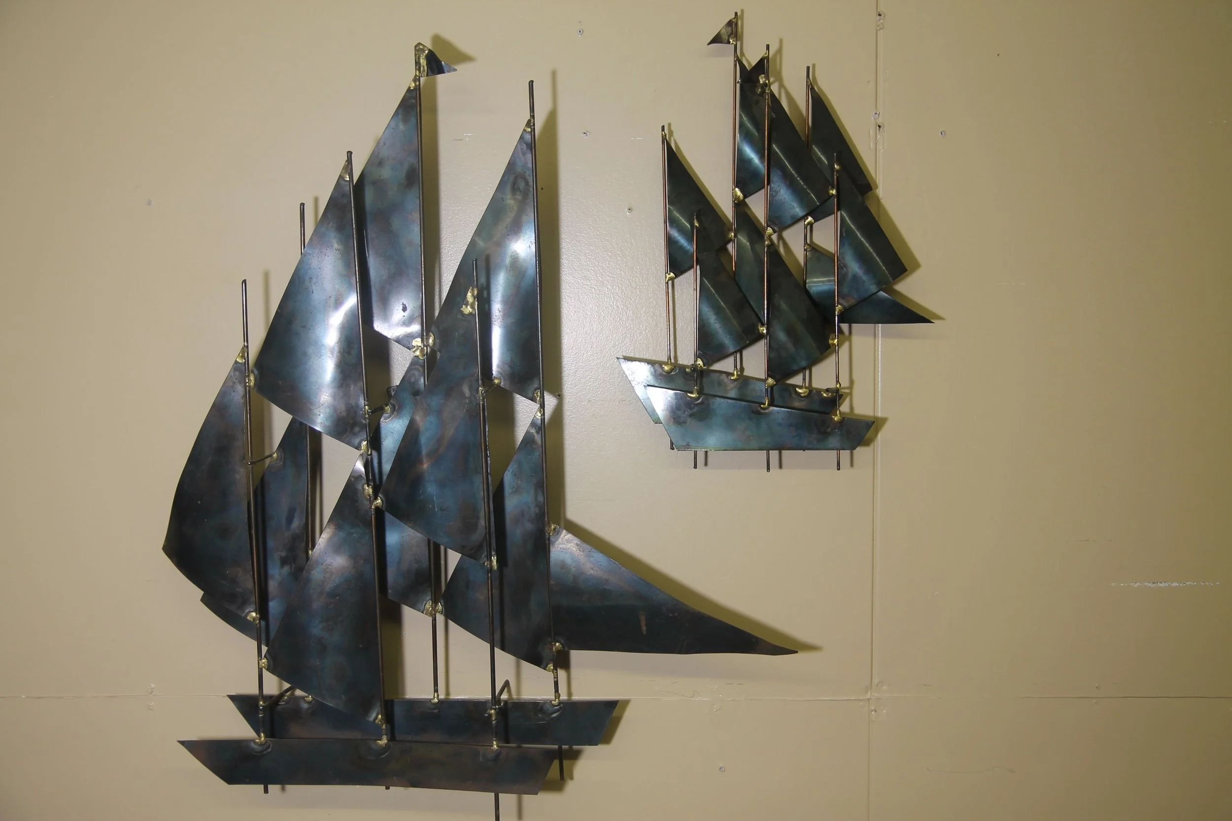 Metal Sailboats Wall Sculpture in the manner of Curtis Jere