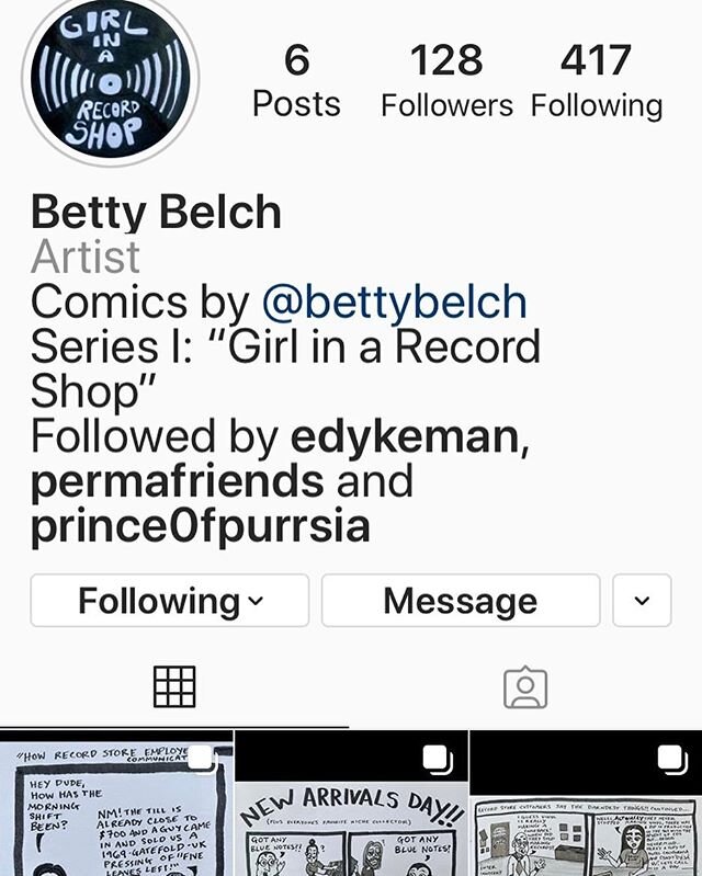 Hey everybody check out @bettybelch_comics  some really great stuff here. #lps #records #girlinarecordshop