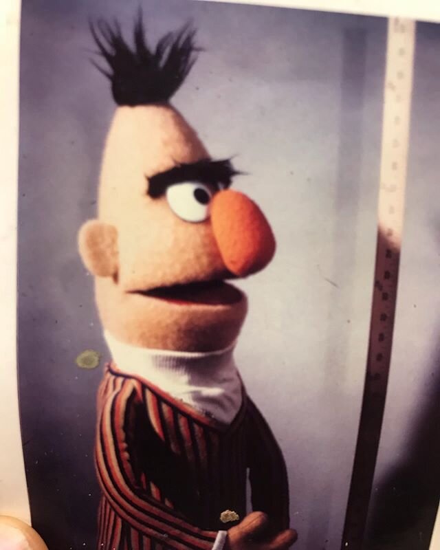 Old #poloroid photo I took of #bert when Iwas doing a sculpt of him for knickabocker #toy around 
1983 #sesamestreet #muppets #puppets