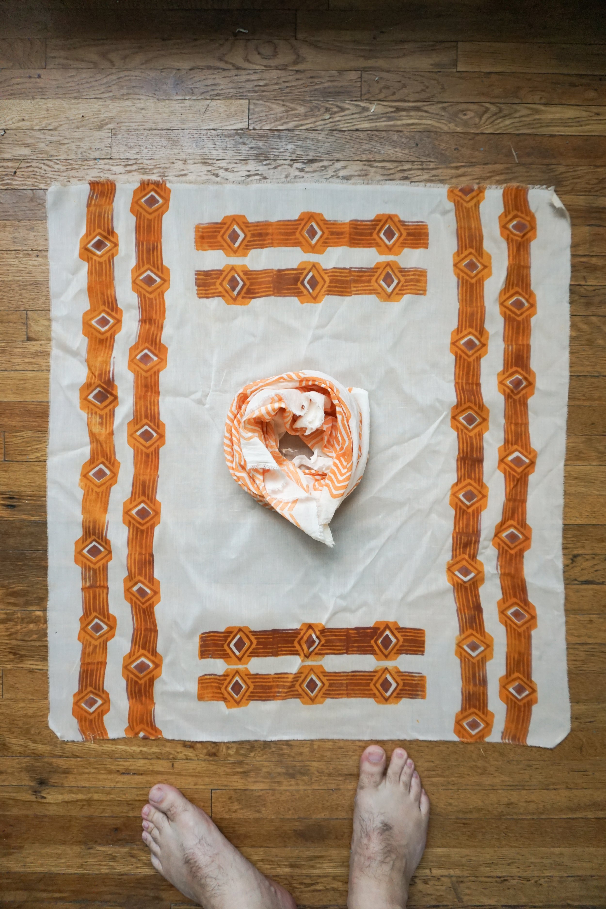 Block Print Natural Dye Orange and Brown Workshop Los Angeles Graham Keegan Class.jpg