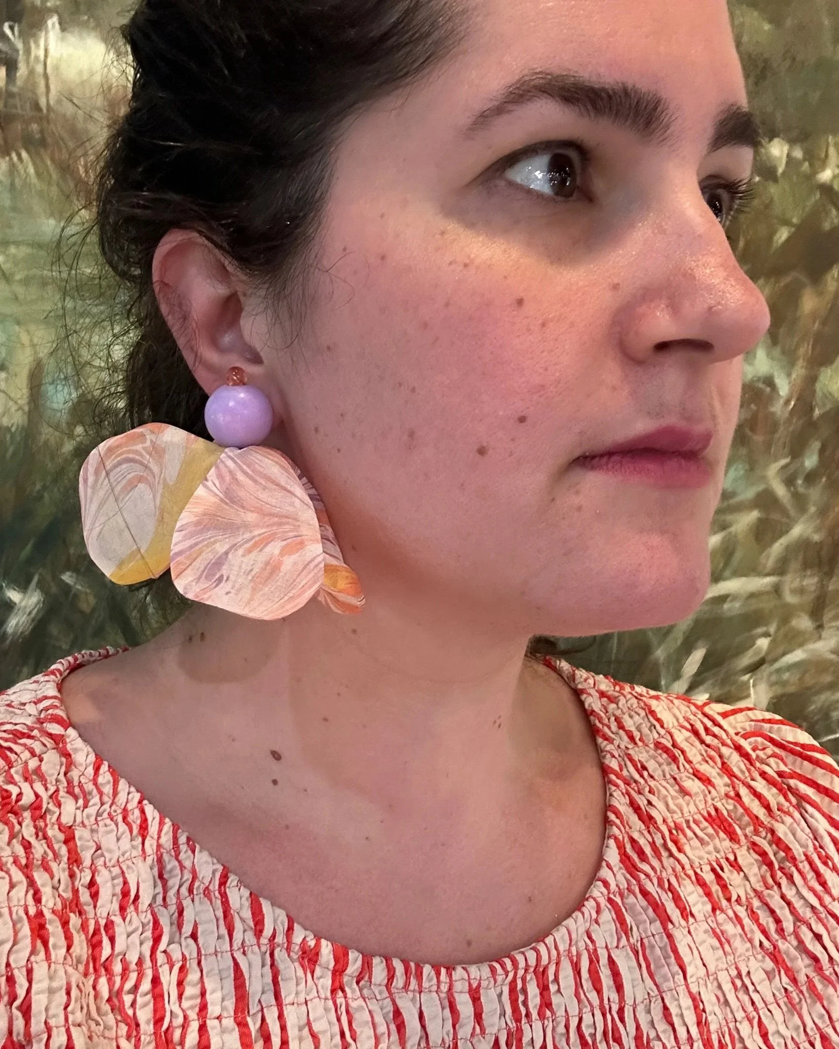 Silk Marbled Earrings-Orchid