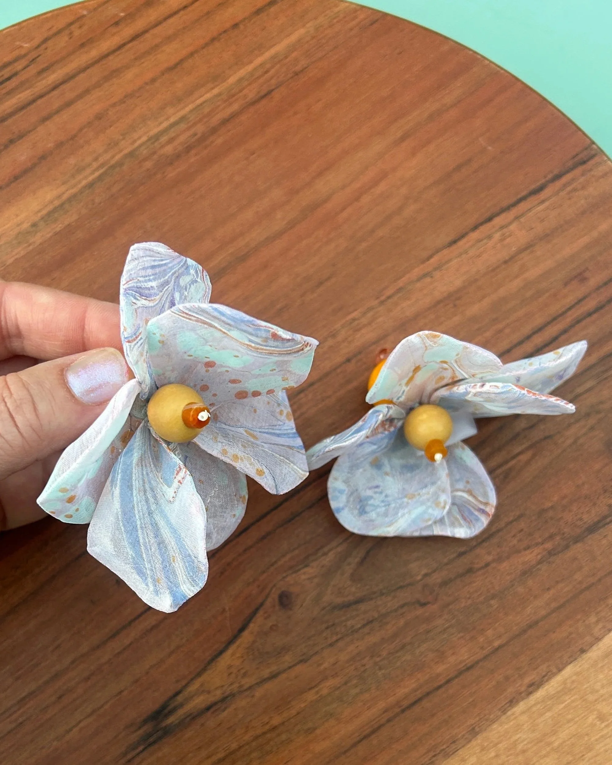 Silk Marbled Earrings-Lavender