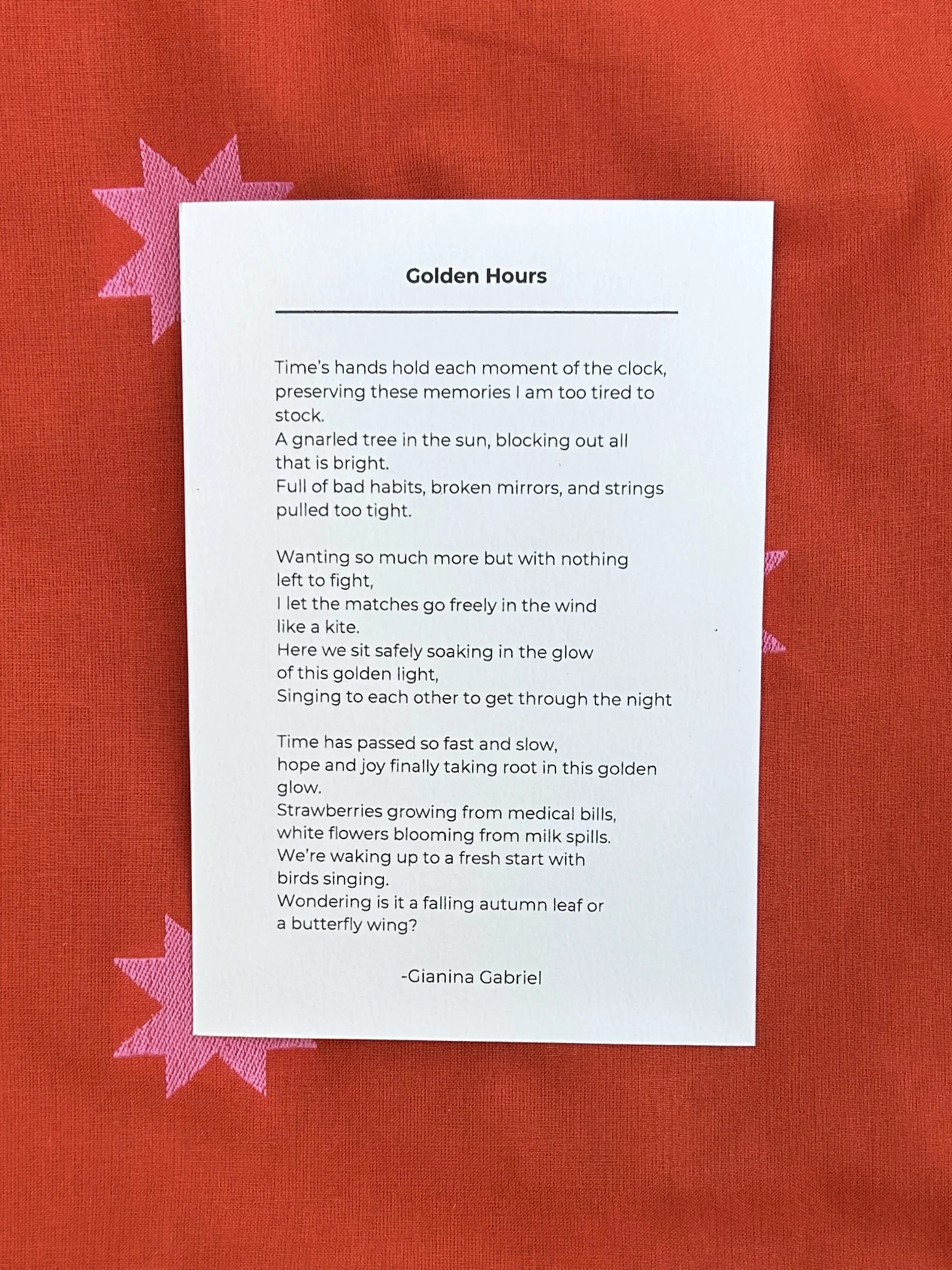 Golden Hours Poem Print