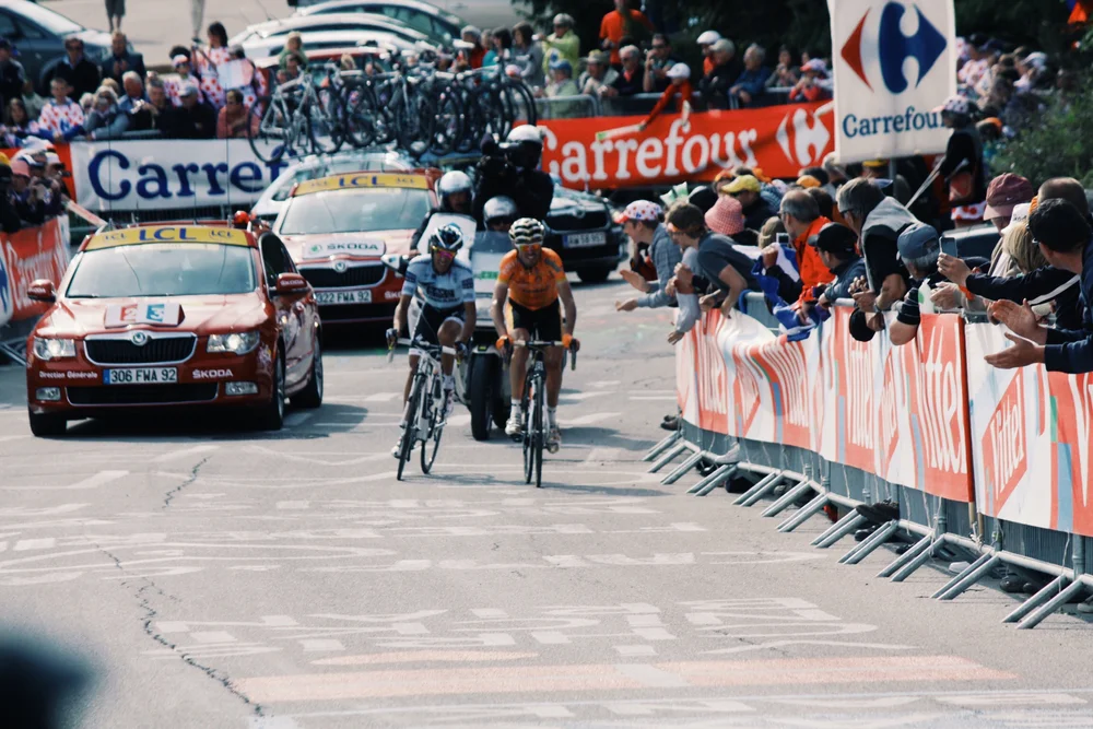 Samuel Sanchez and Alberto Contador chasing Pierre Roland last kilometer Alpe D'Huez