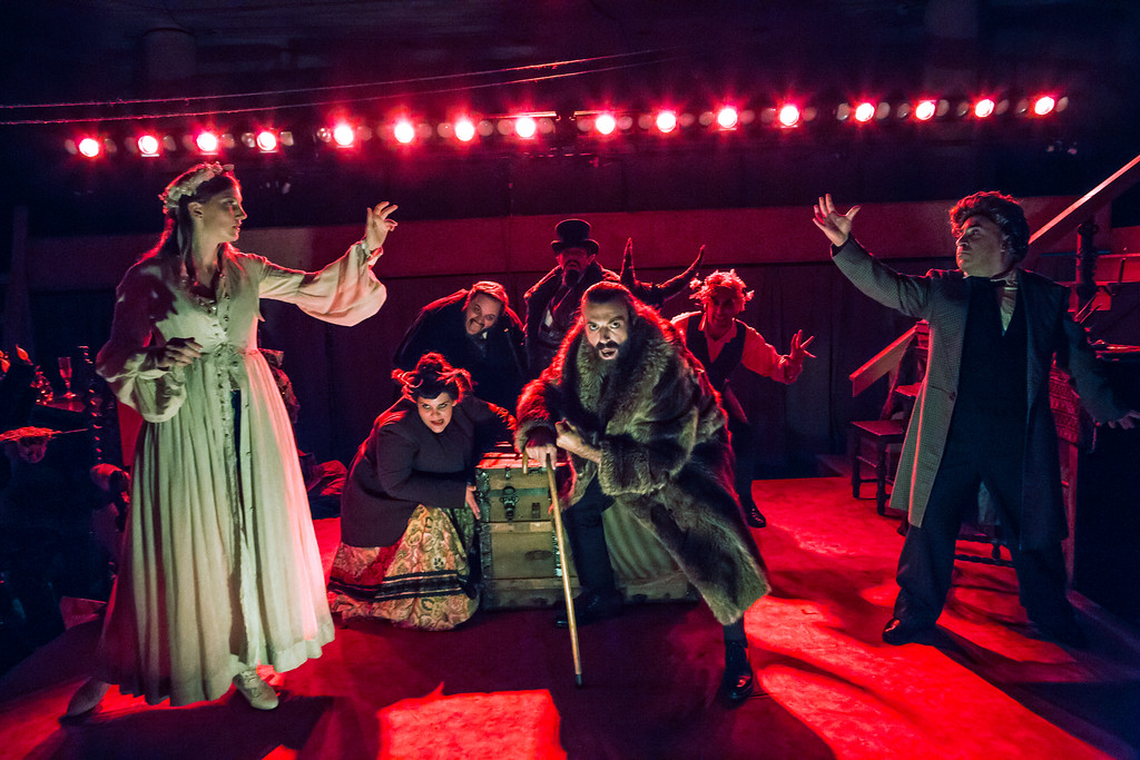 Alaina Ferris, Merlin Whitehawk, Steven Rattazzi and the Cast of The Black Crook. Abrons Arts Center. Photo by Kelly Stuart.