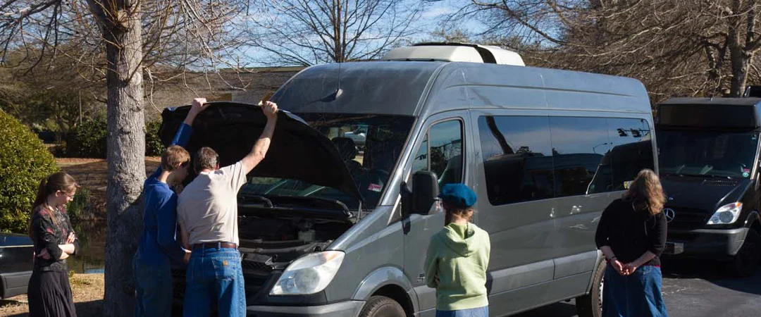 Checking out our new Sprinter van in South Carolina