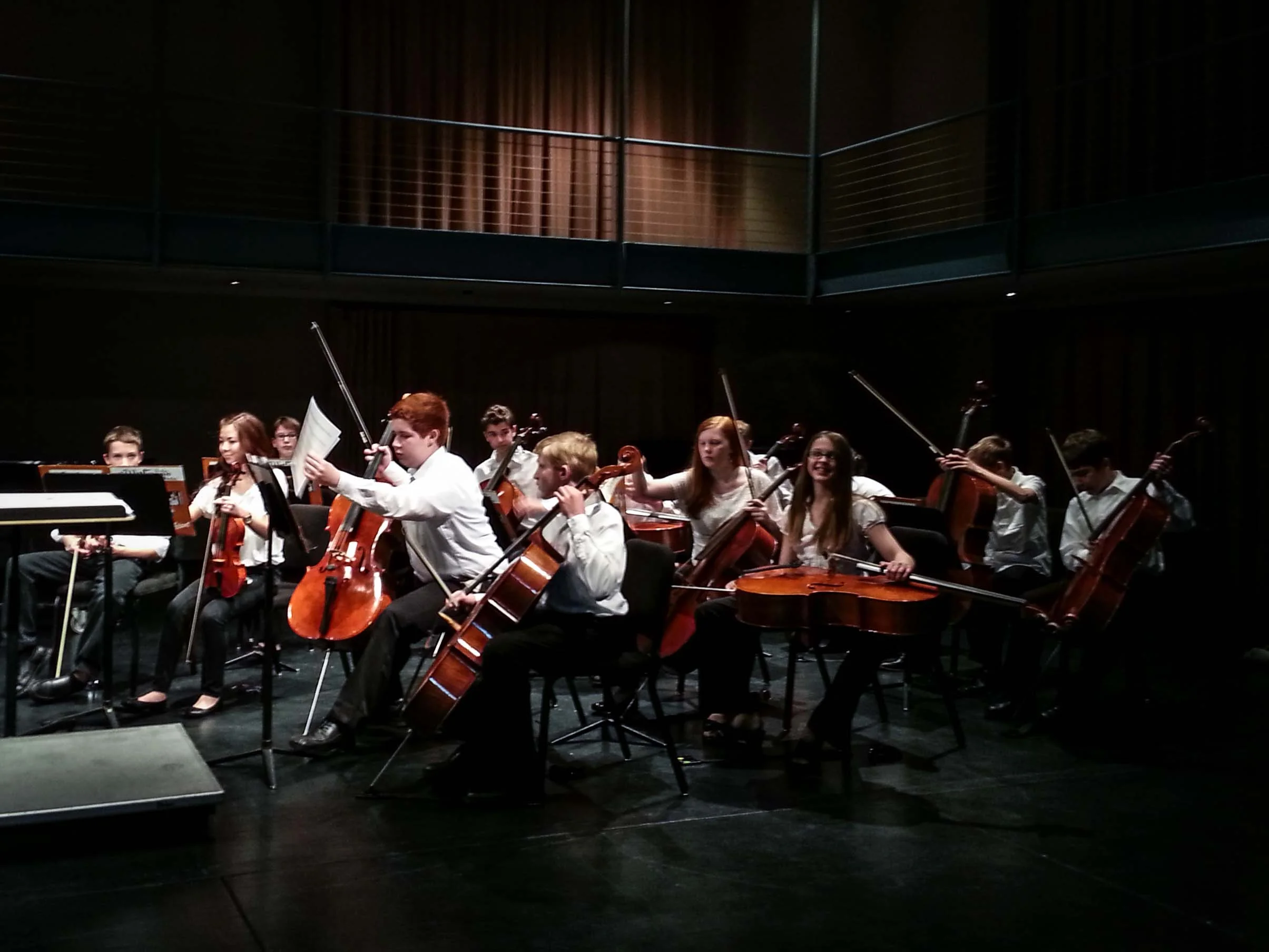 Silas warming up with the Northern Iowa Junior Orchestra after their tour, and before their spring concert in Davis Hall at the Gallagher Bluedorn Performing Arts Center. He is first chair cellist out of 11 cellos! This year, one of the pieces the orchestra performed was Saint Saens "Carnival of the Animals". So, Silas got to play "The Swan" as a solo during the concert. He did a fantastic job!