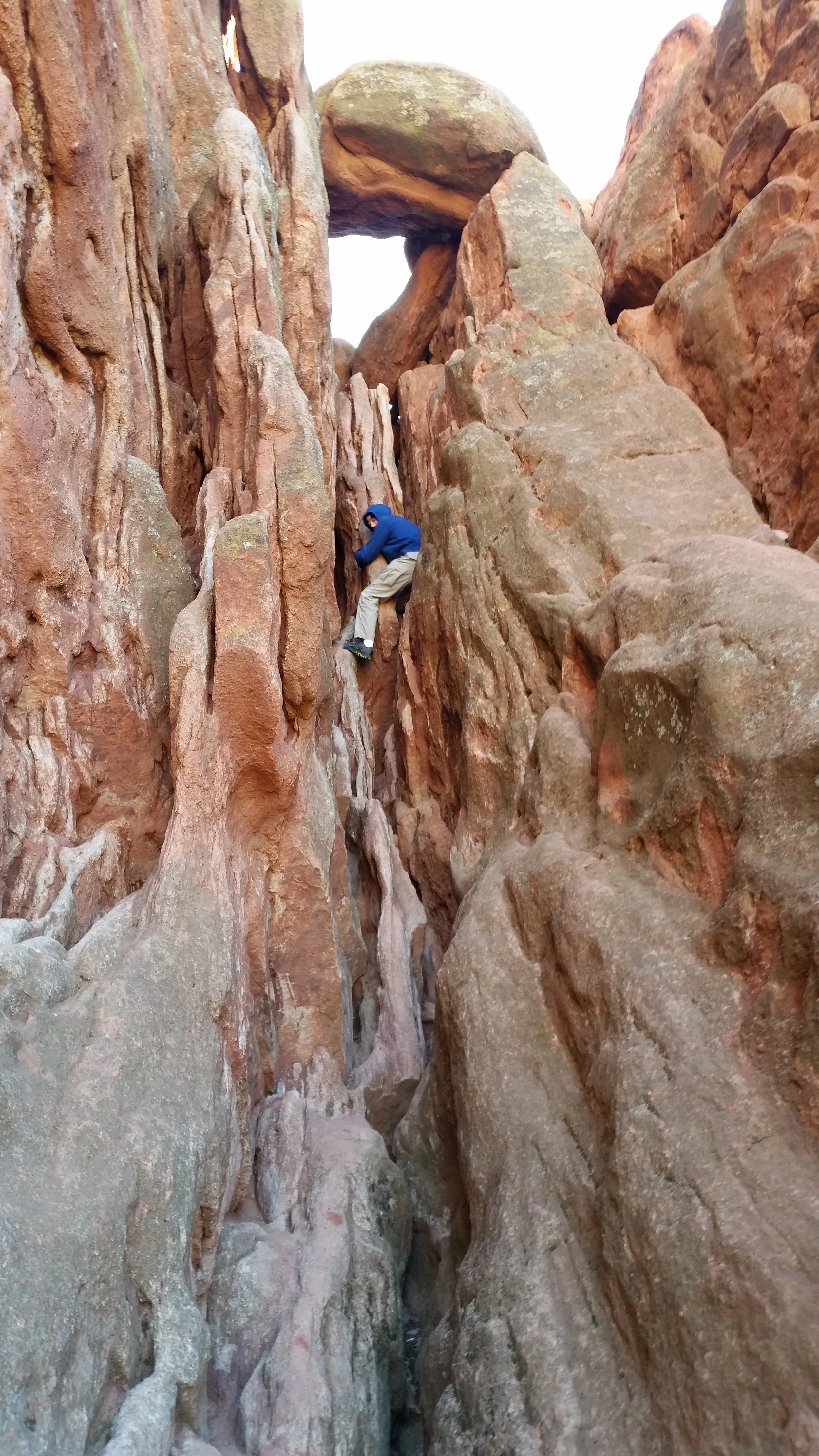 Seth "rising" to the challenge. (He made it all the way to the top of the balanced rock.)