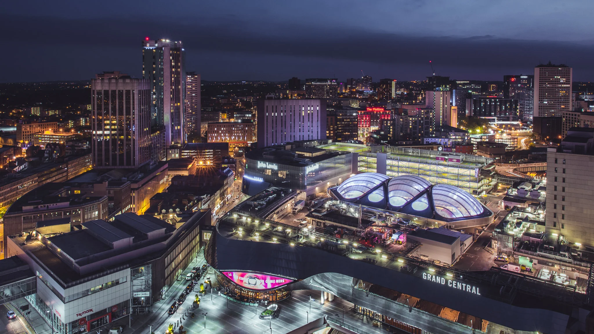 View over Grand Central from The Rotunda, Birmingham.