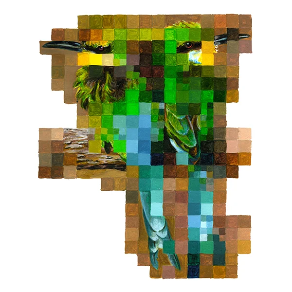 Original acrylic painting of Urban Safari - Birds