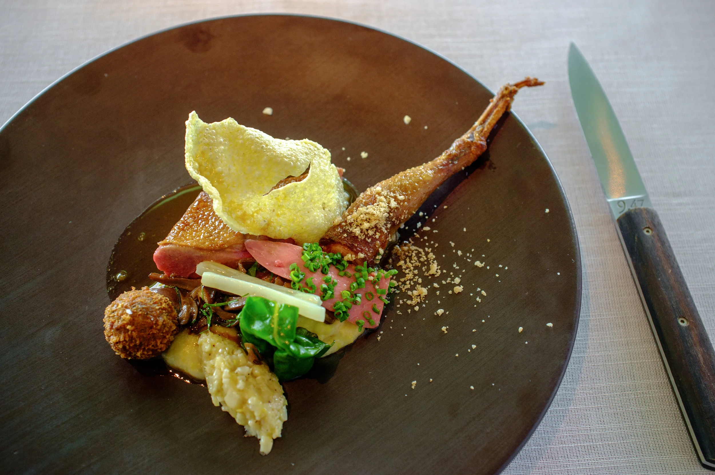 Forest Pigeon, White polenta, cromesquis