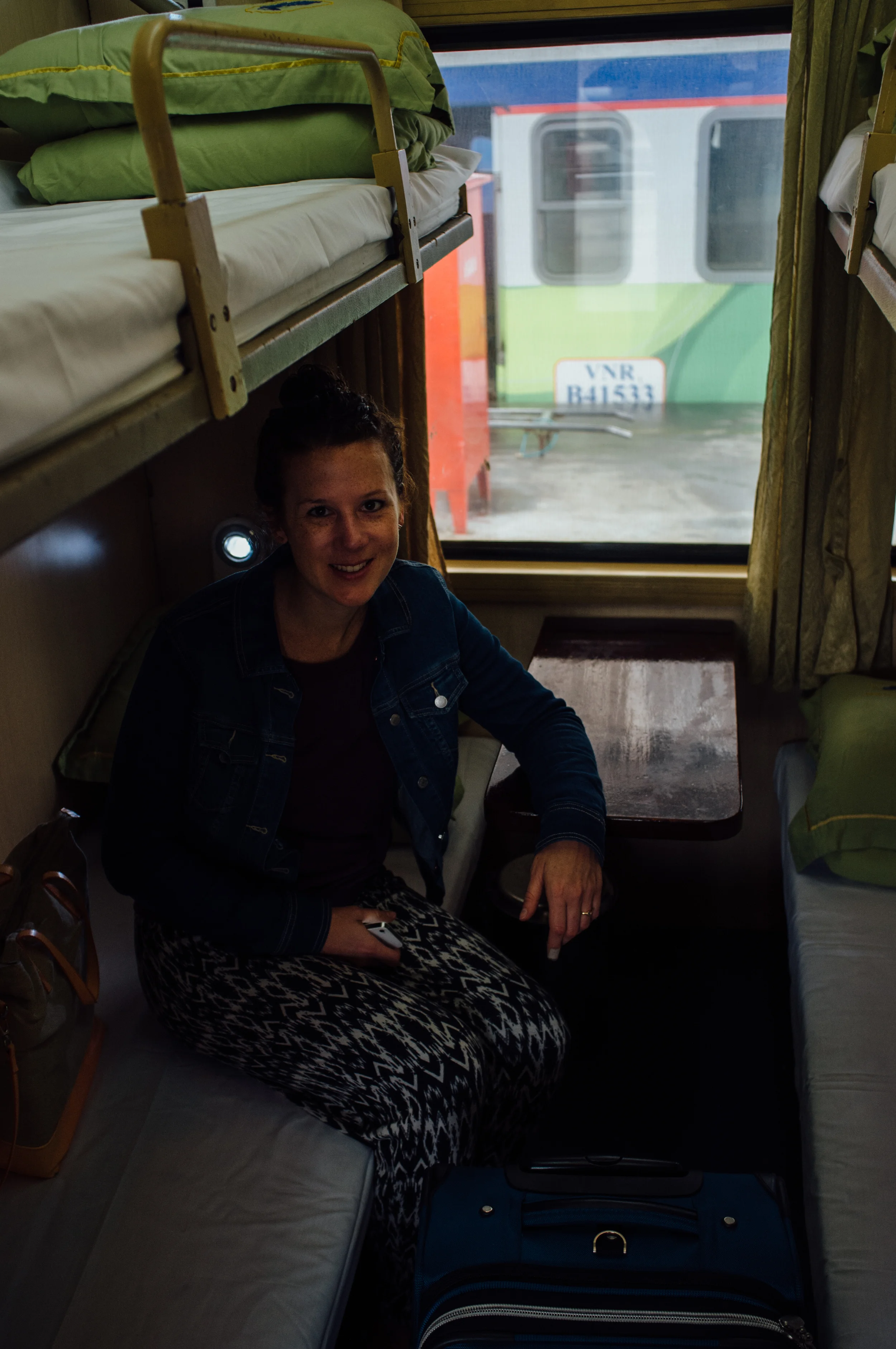 In our sleeper car on the train ride from Hanoi