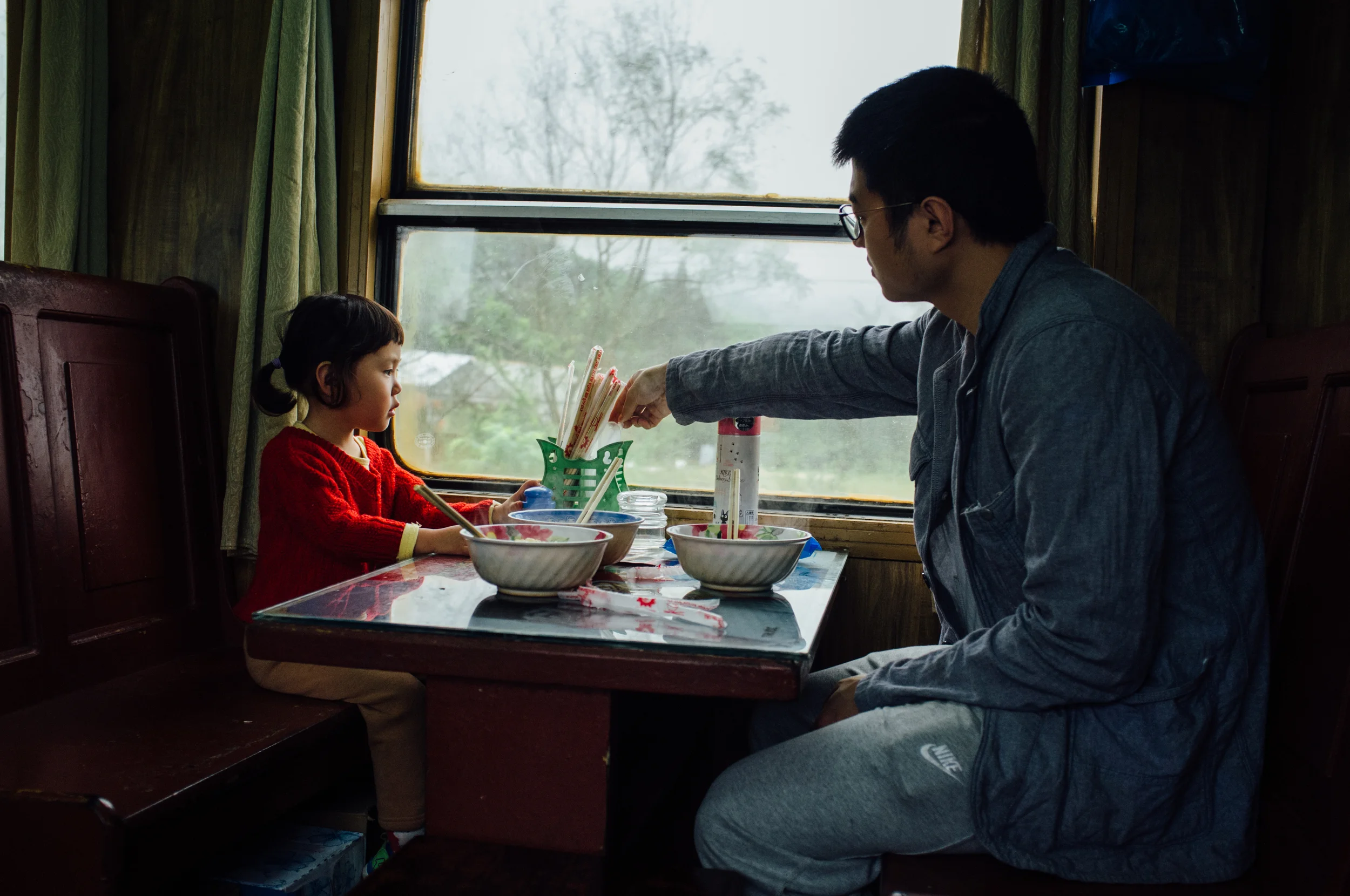 Morning in the cafe car