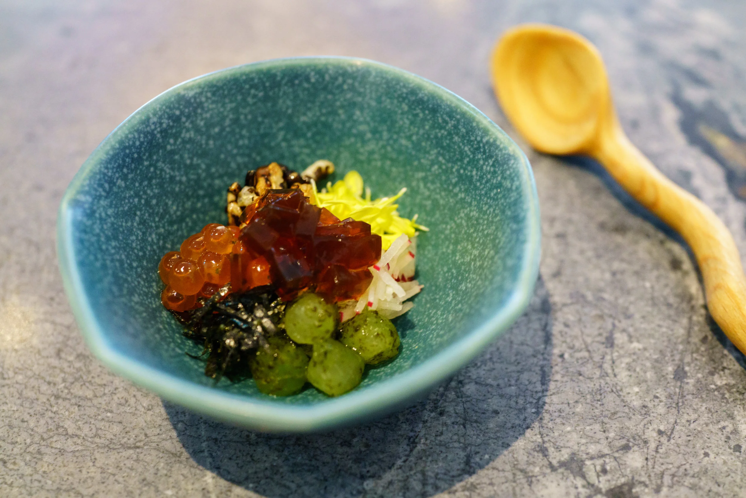 An amuse-bouche of "bibimbap"