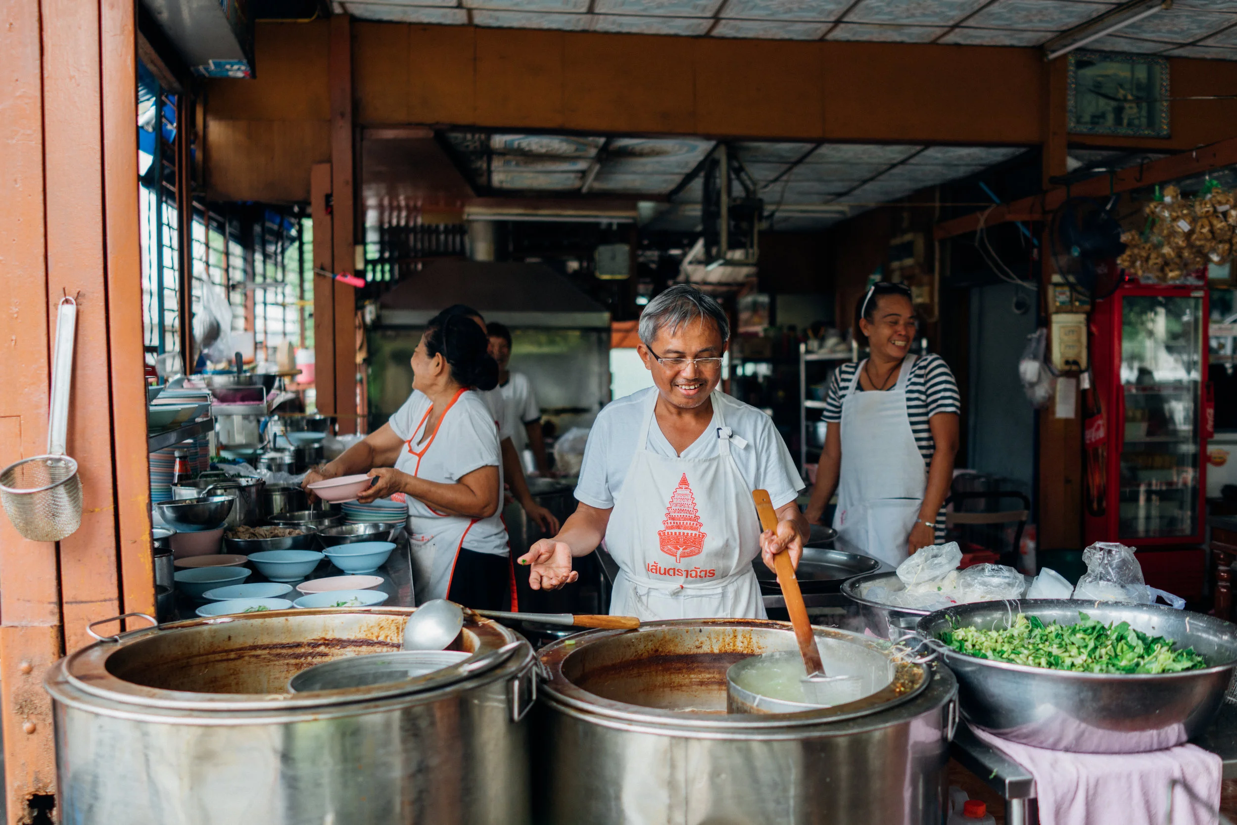 All smiles: boat noodles, a popular soup in Bangkok, for lunch
