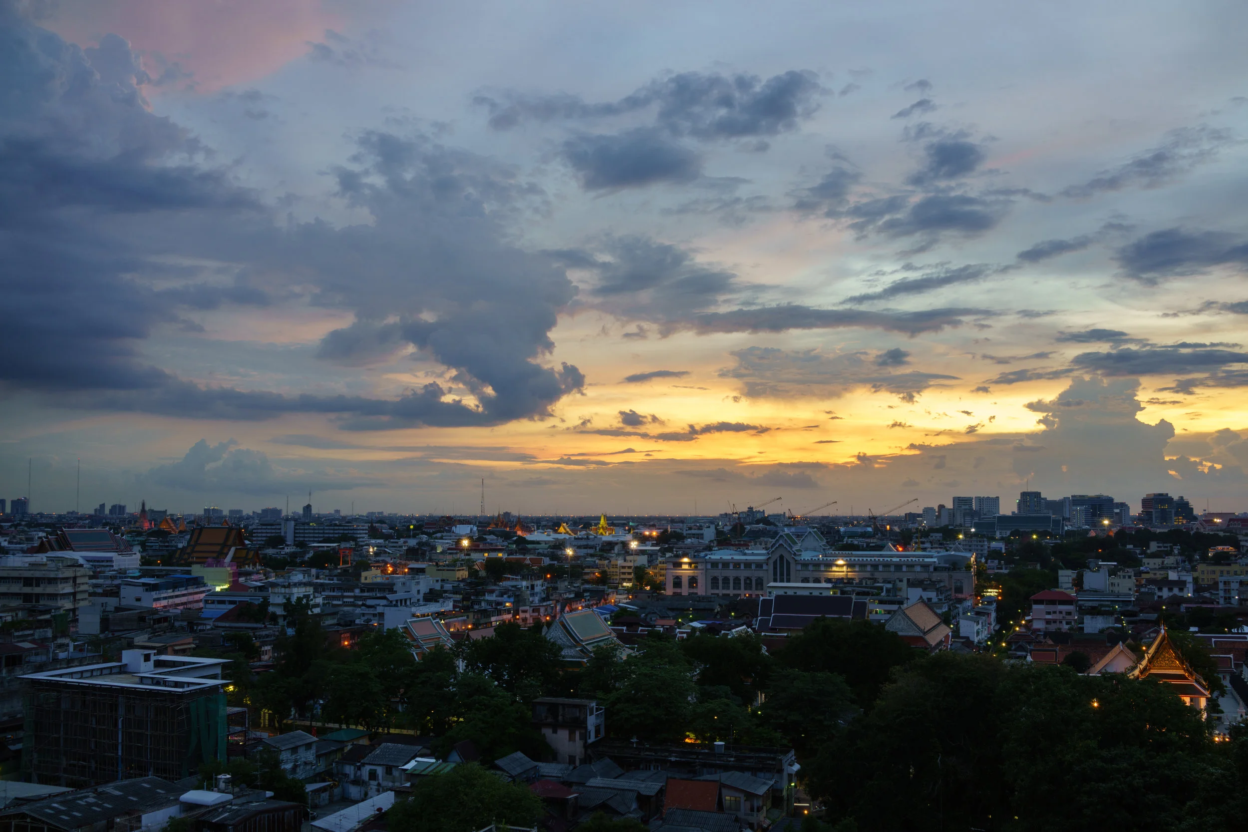 Sun setting over Bangkok