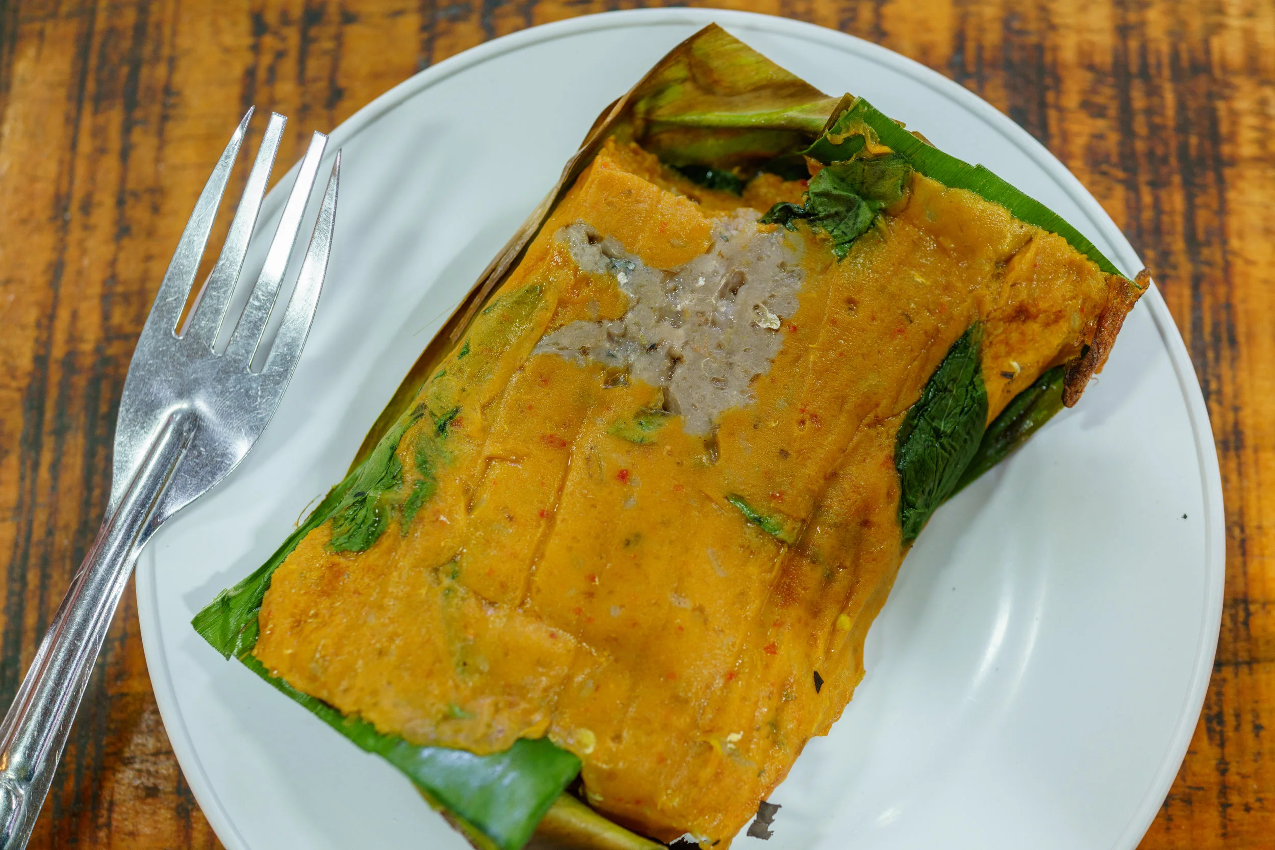 Fish blended with coconut milk and spices and then steamed to make hor mok