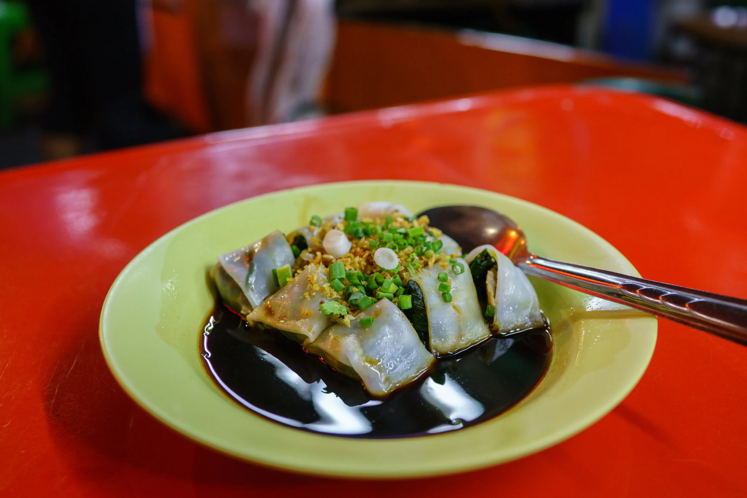 Chee cheong fun , not skimping on the sauce, in Chinatown, Bangkok
