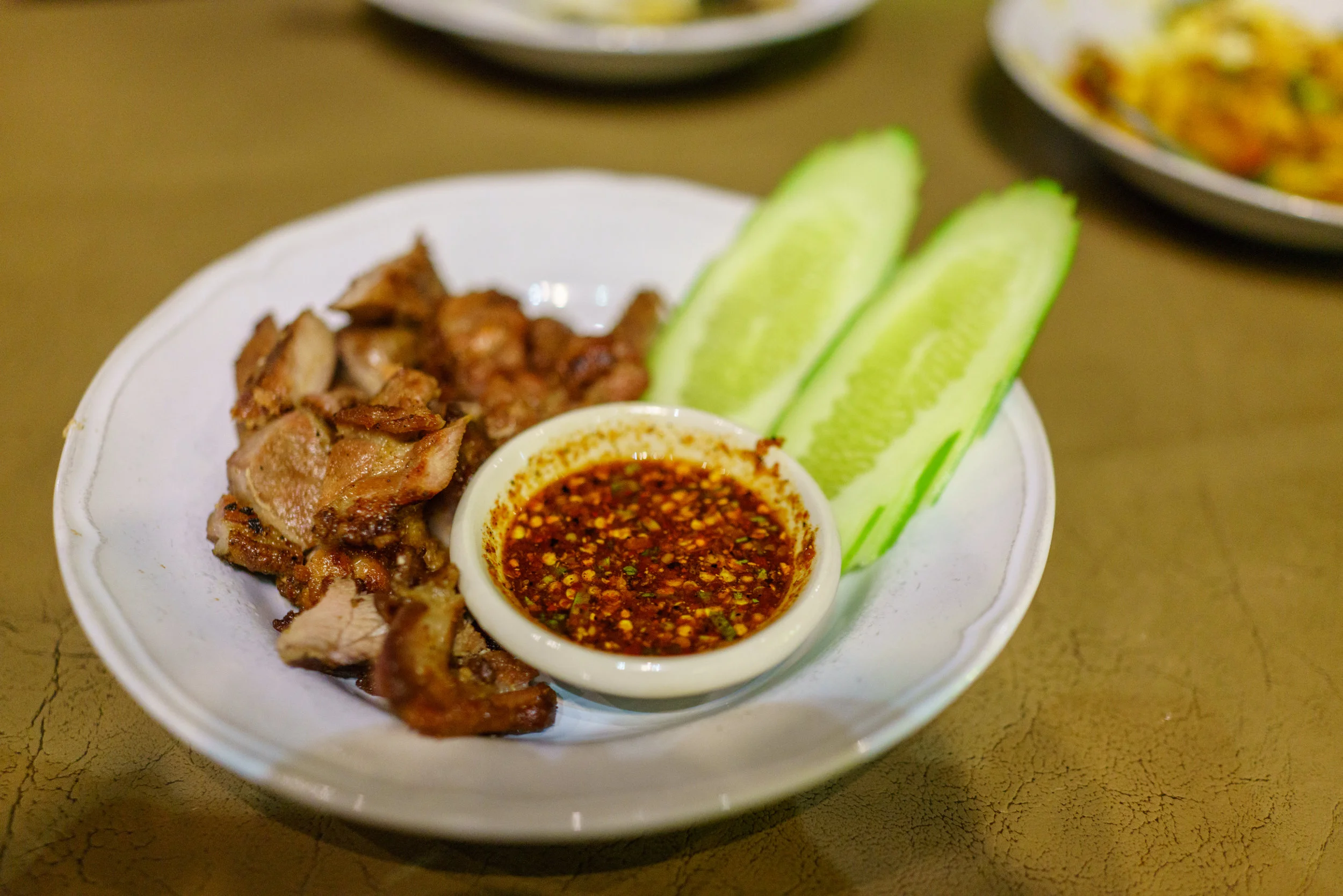 Delicious grilled pork shoulder at Tong Tem Toh