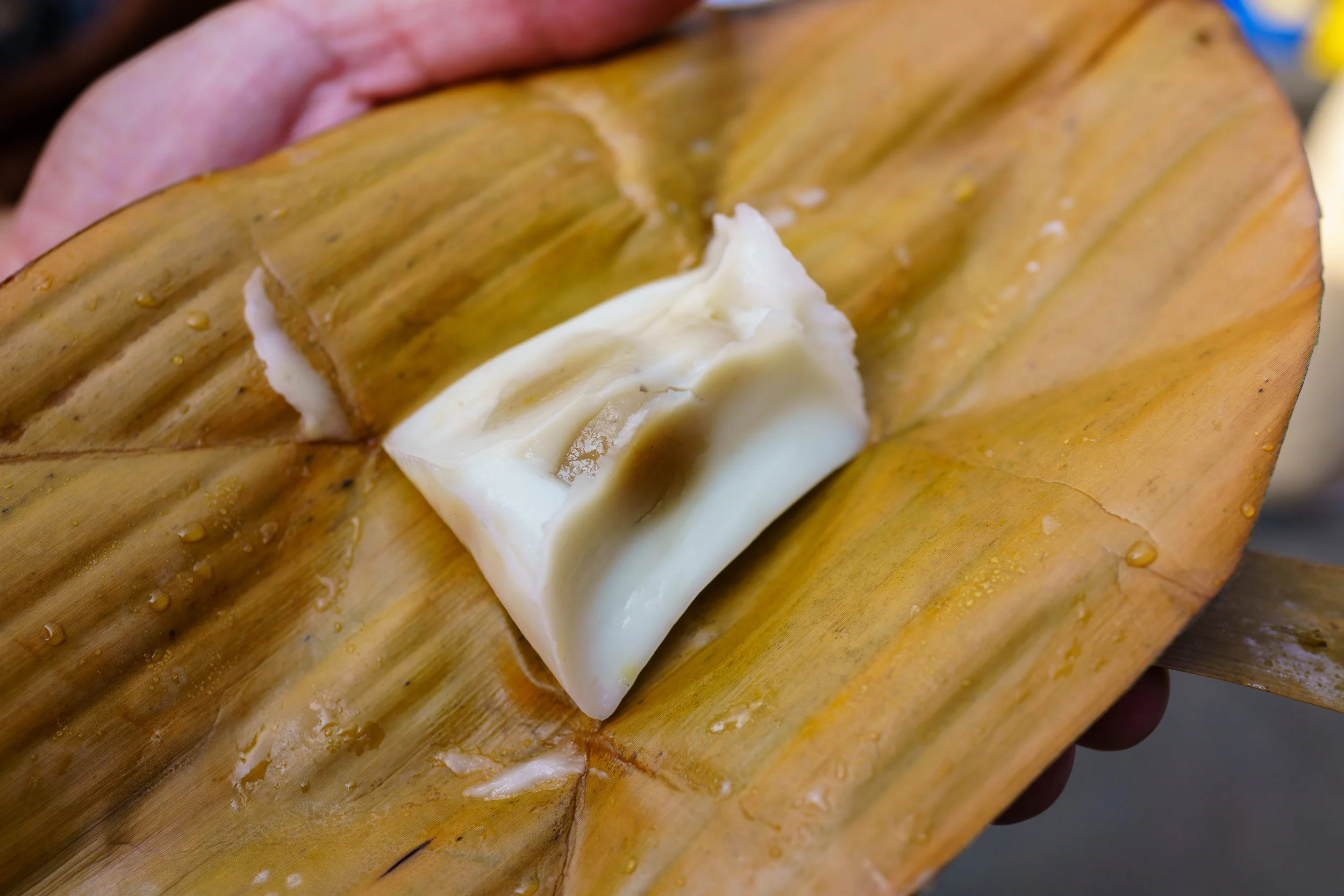A sweet treat inside a banana leaf