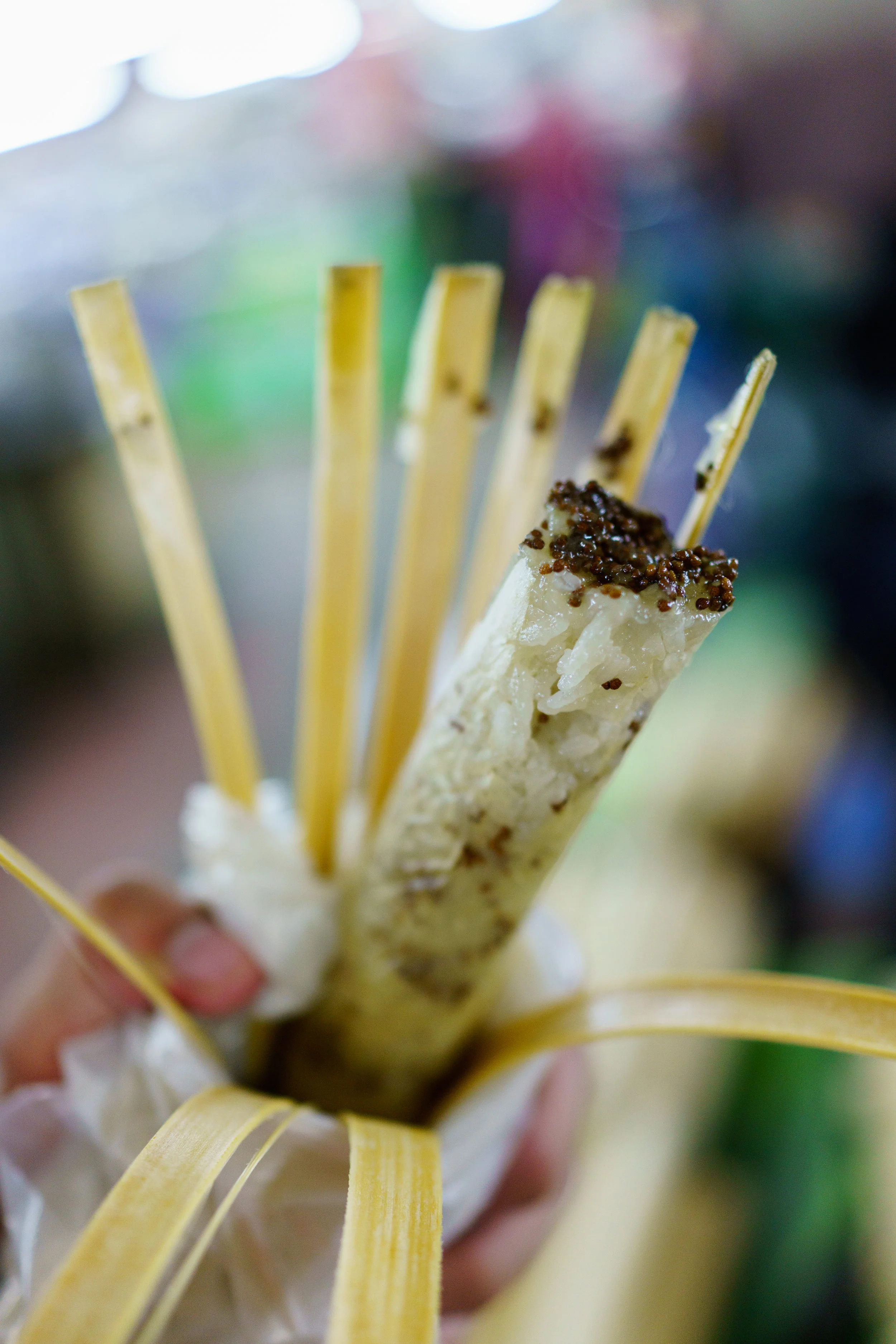 A tube of delicious sesame khao lam