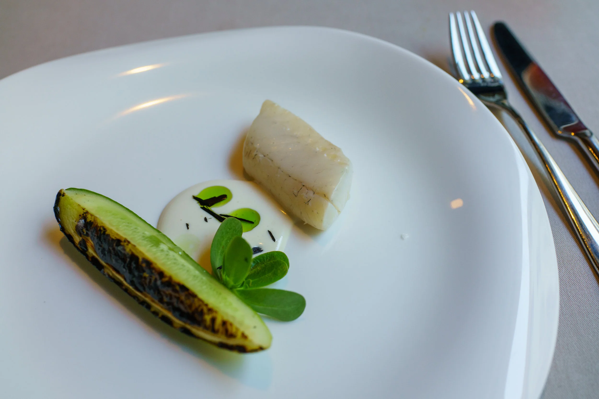 "Orpine, Pike Perch & Cucumber"