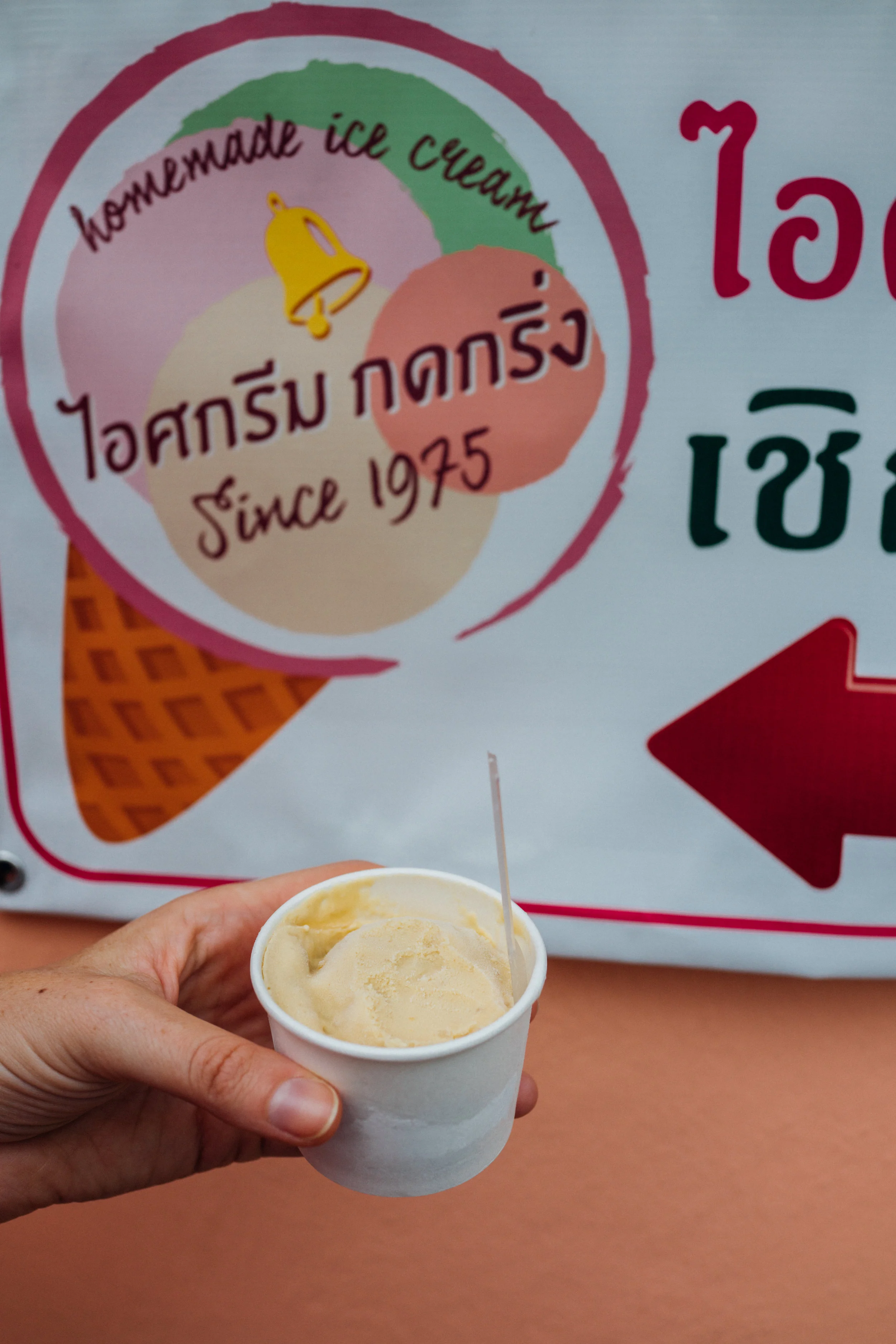 A cup of mango sticky rice ice cream