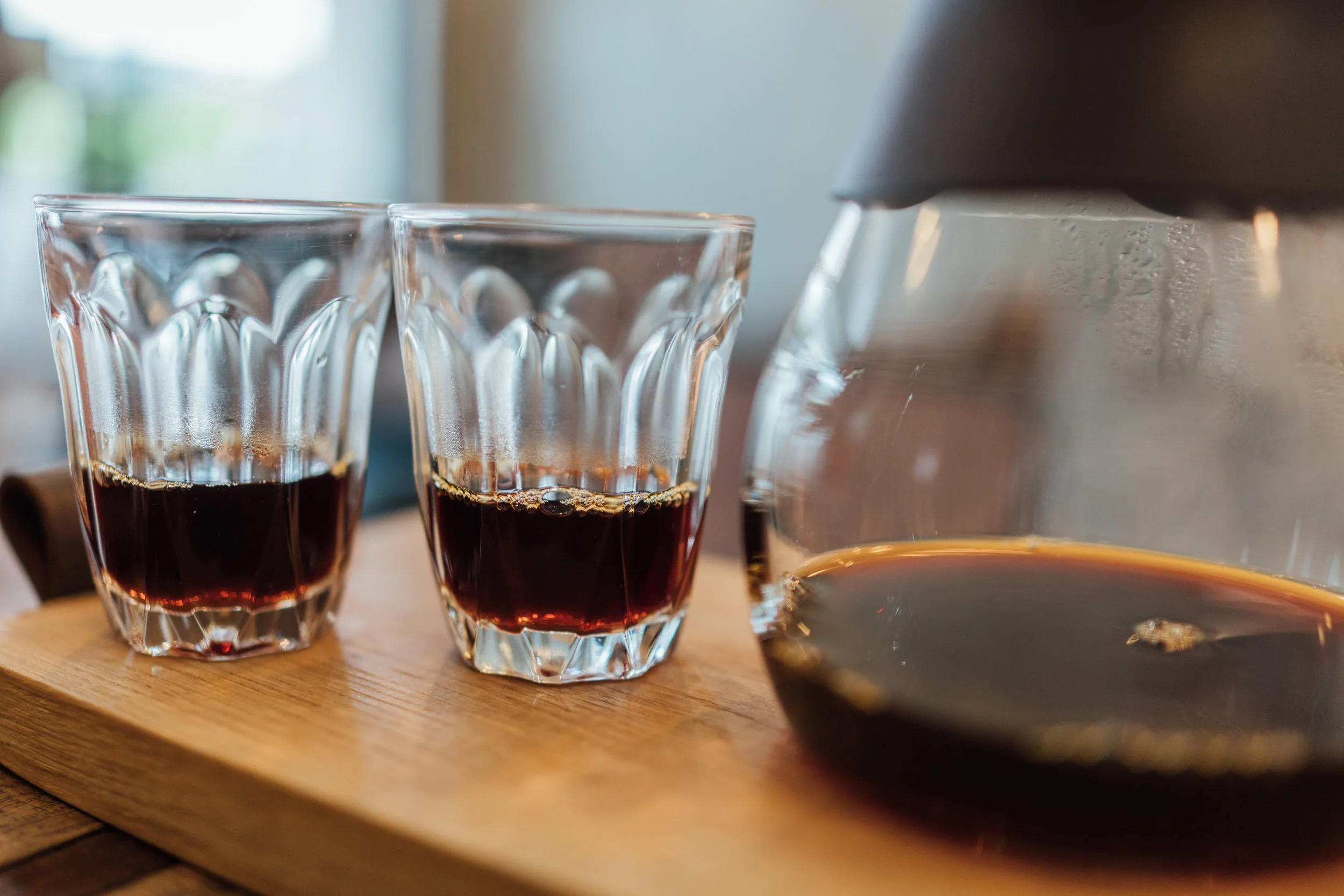 Sharing a pourover at 9th Street Cafe