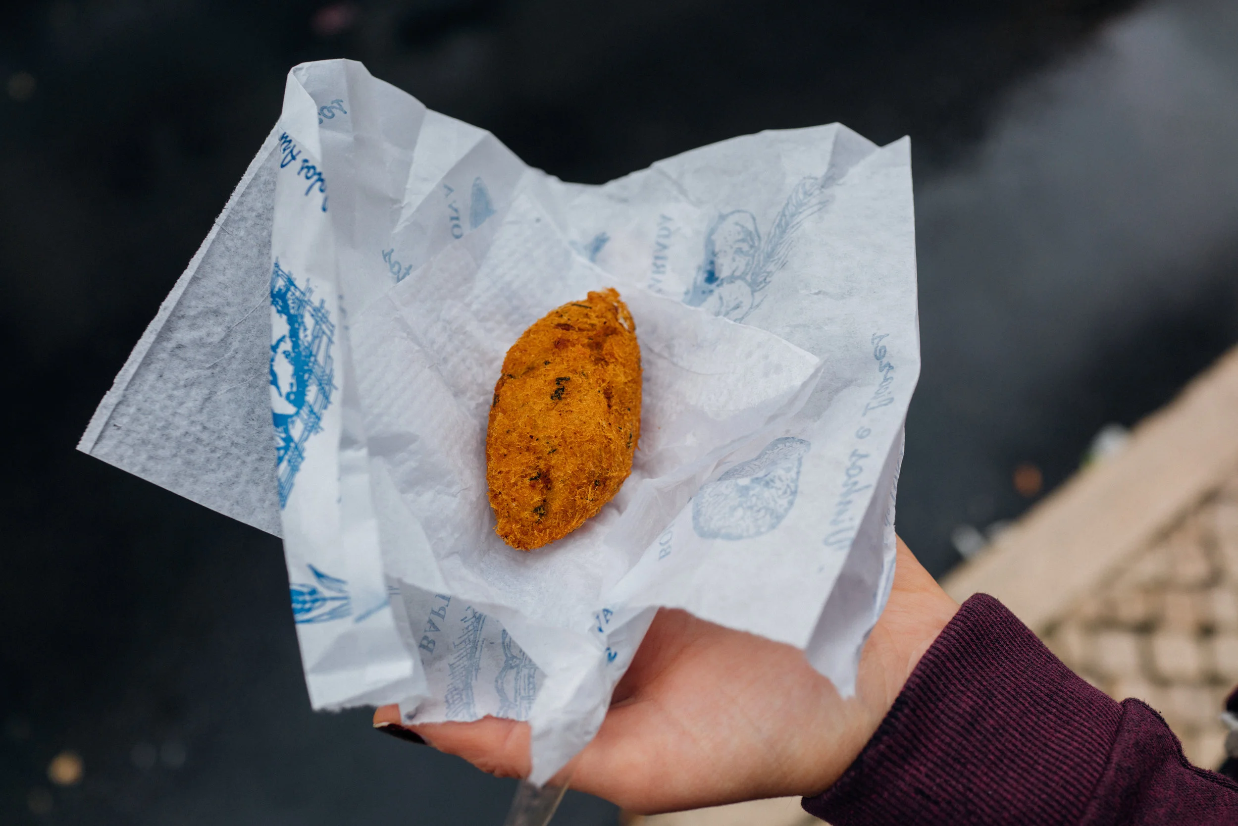 Croquetas , or fritters, filled with cod and potatoes, from a local cafétaria