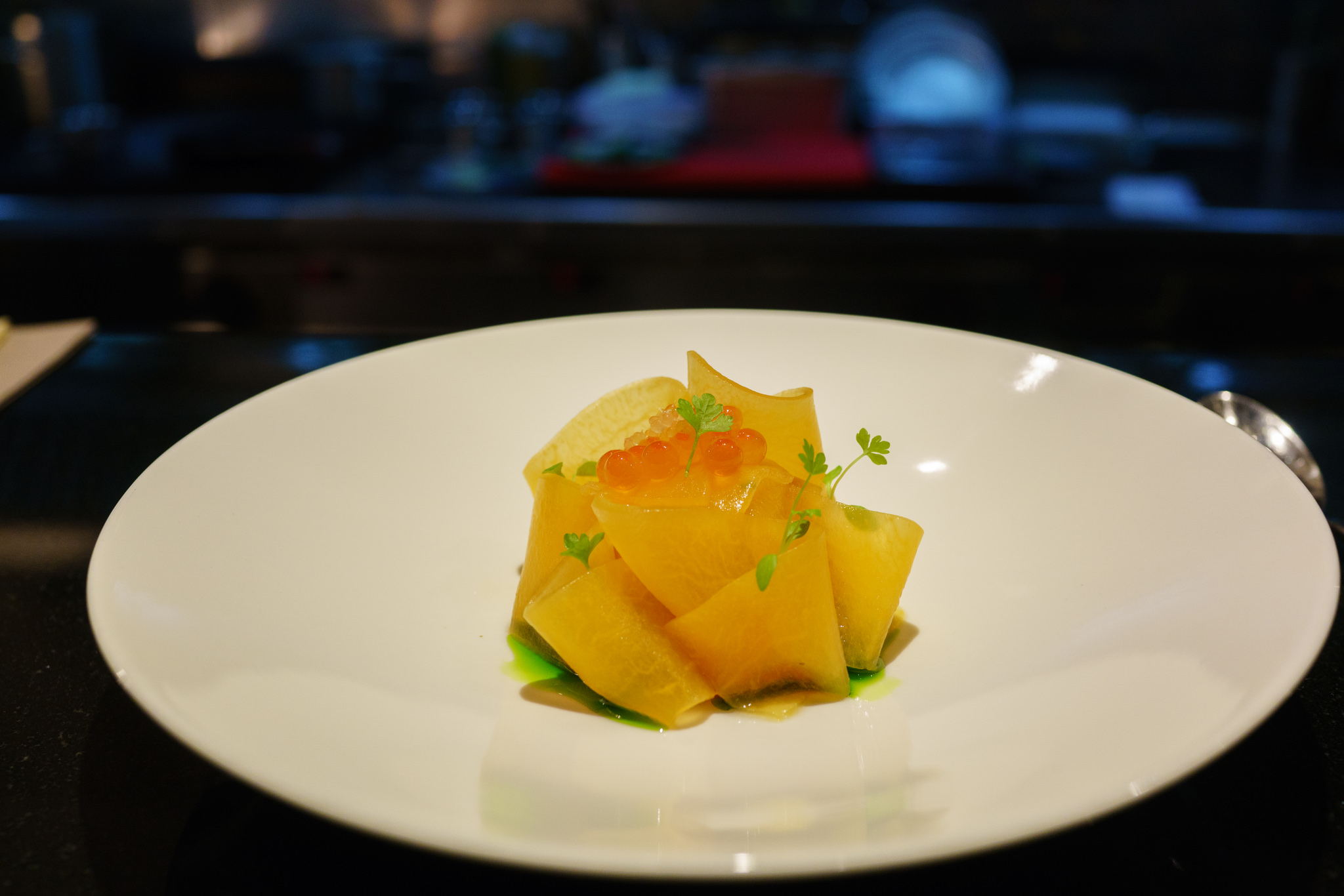 Salmon Tartare, Dill, Melon, Finger Lime