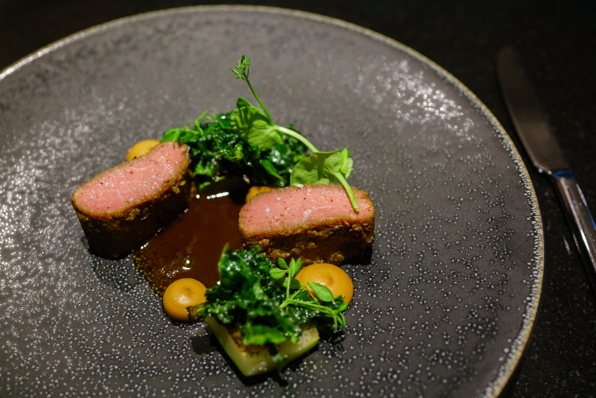 Rack of Lamb, Doenjang , Celeriac, Zucchini