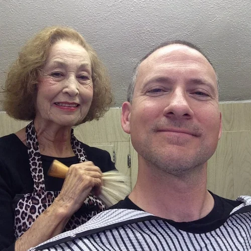 Steve Harbour with Charlotte the Barber