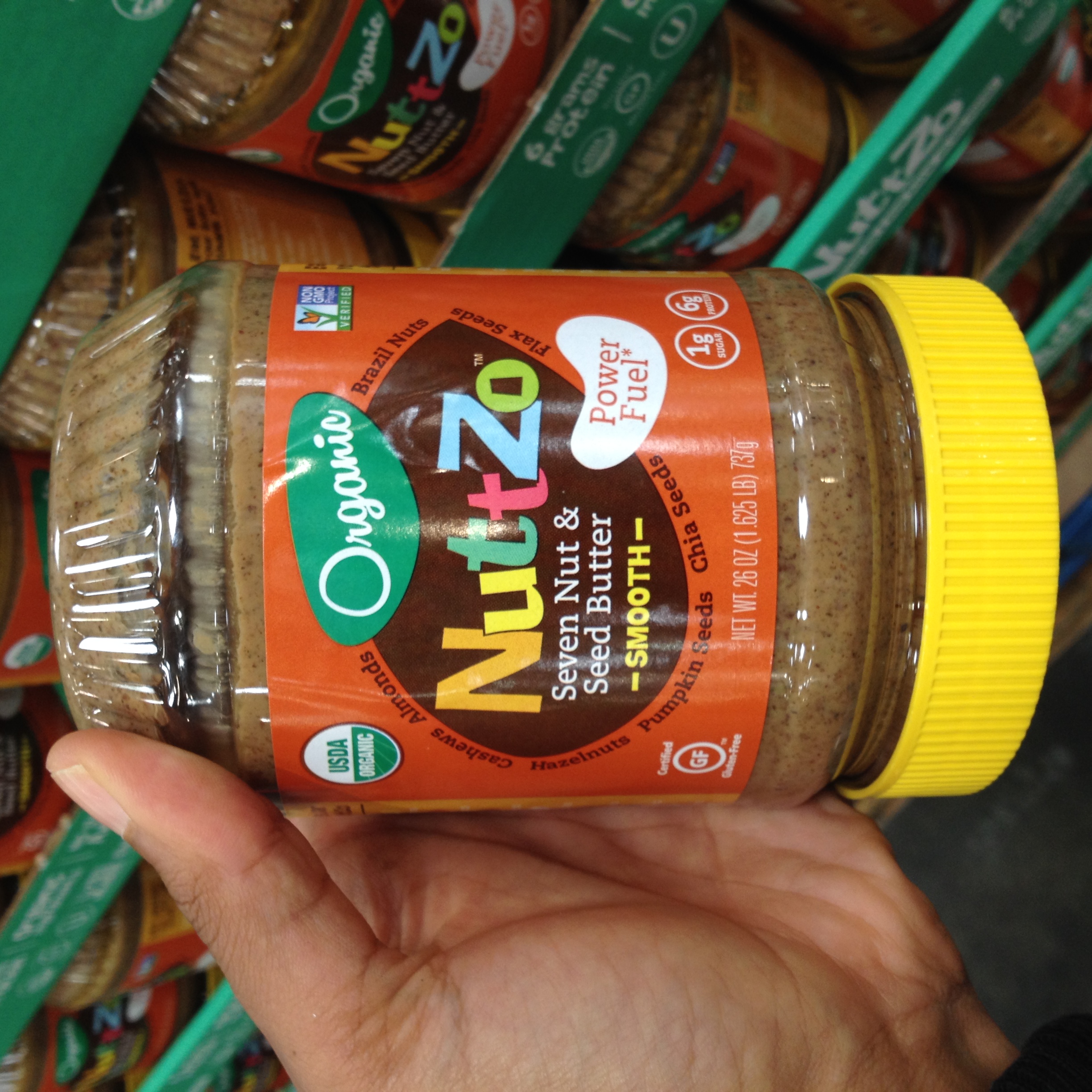 NuttZo nut and seed butter. Availability and type will depend on the store. The Richmond Costco currently only has this flavor. 
