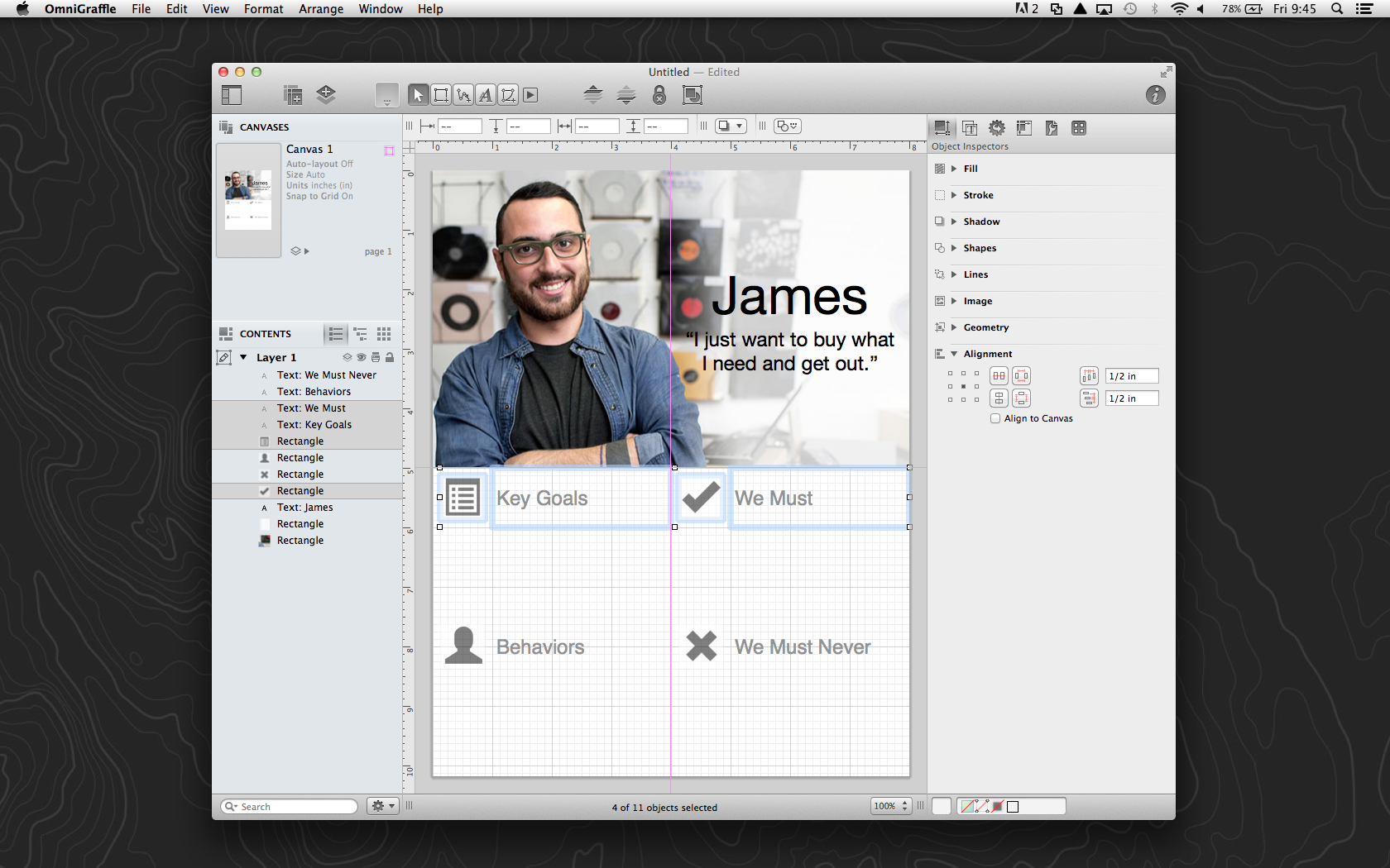 Align the icons horizontally with the titles.