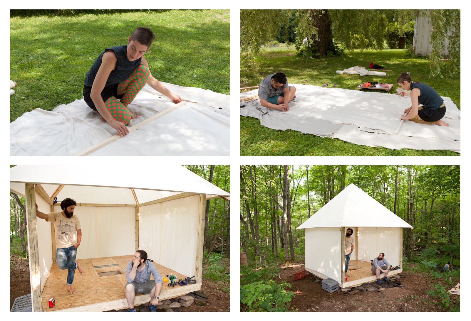 Creating the screens for the moveable walls for entry and the structure with three walls in place.